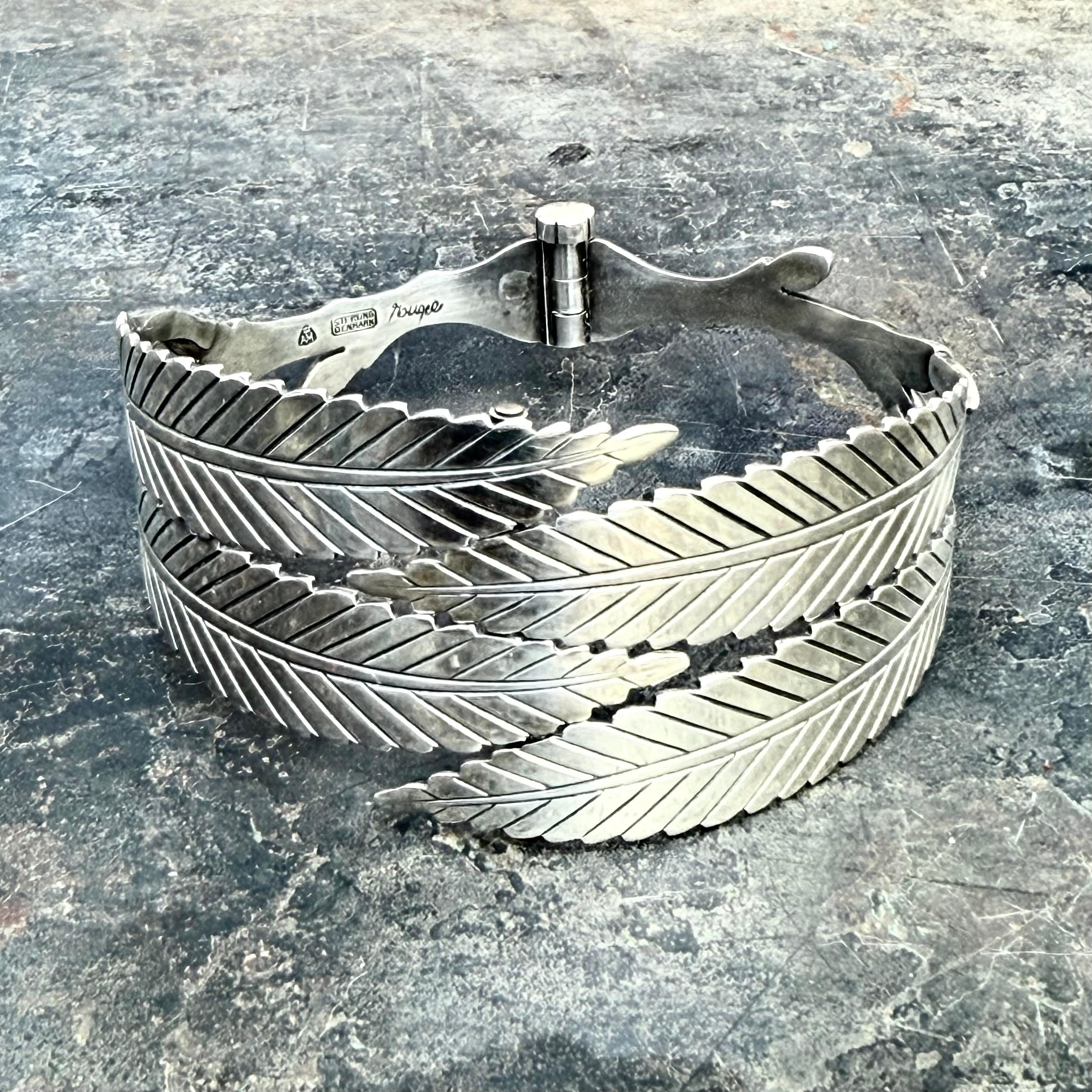 1950’s Denmark Bracelet by Gertrud Engel for Anton Michelsen made out of Sterling Silver.
Gertrud Engel created modernist jewelry influenced by nature. Her pieces are exquisitely made and depict leaves, branches in organic movement. She primarily