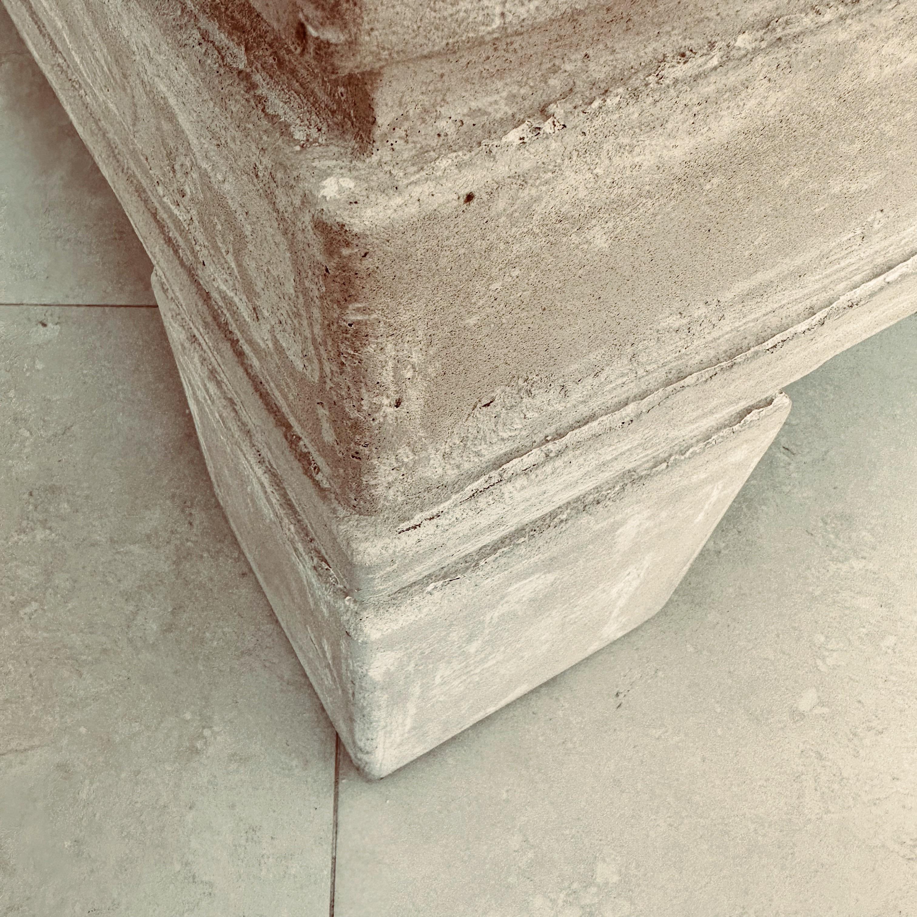 Hand-Crafted Vintage Organic Plaster over Wood 1980's Square Textured Coffee Table