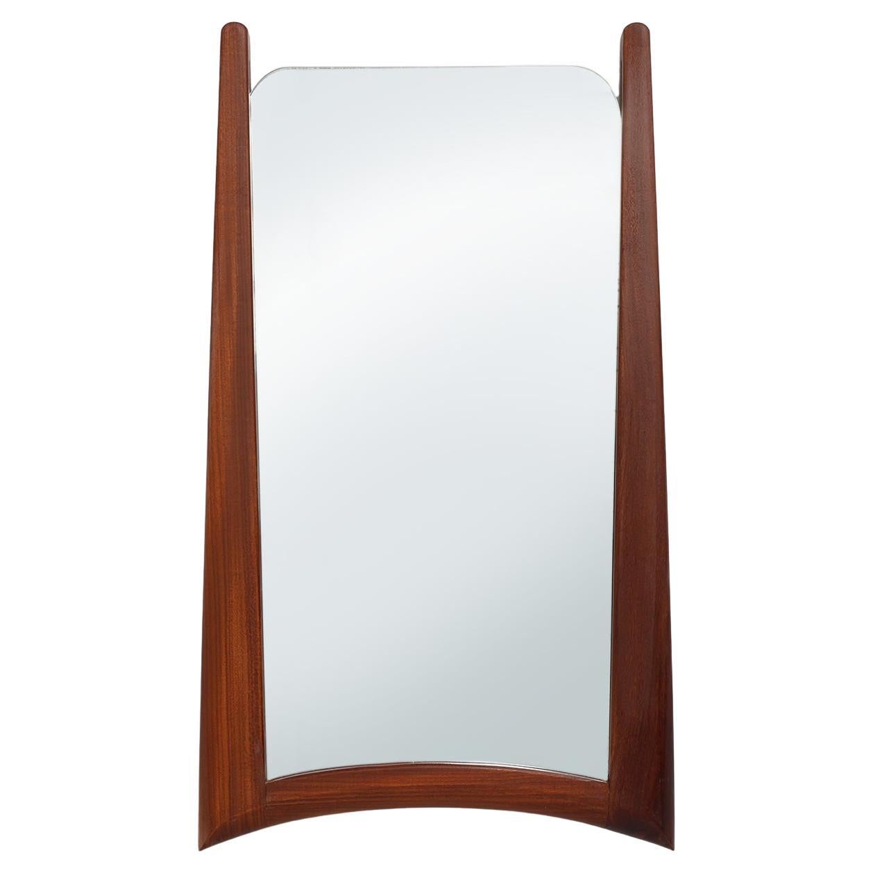 Vintage organic Scandinavian 1960s solid teak wood wall mirror