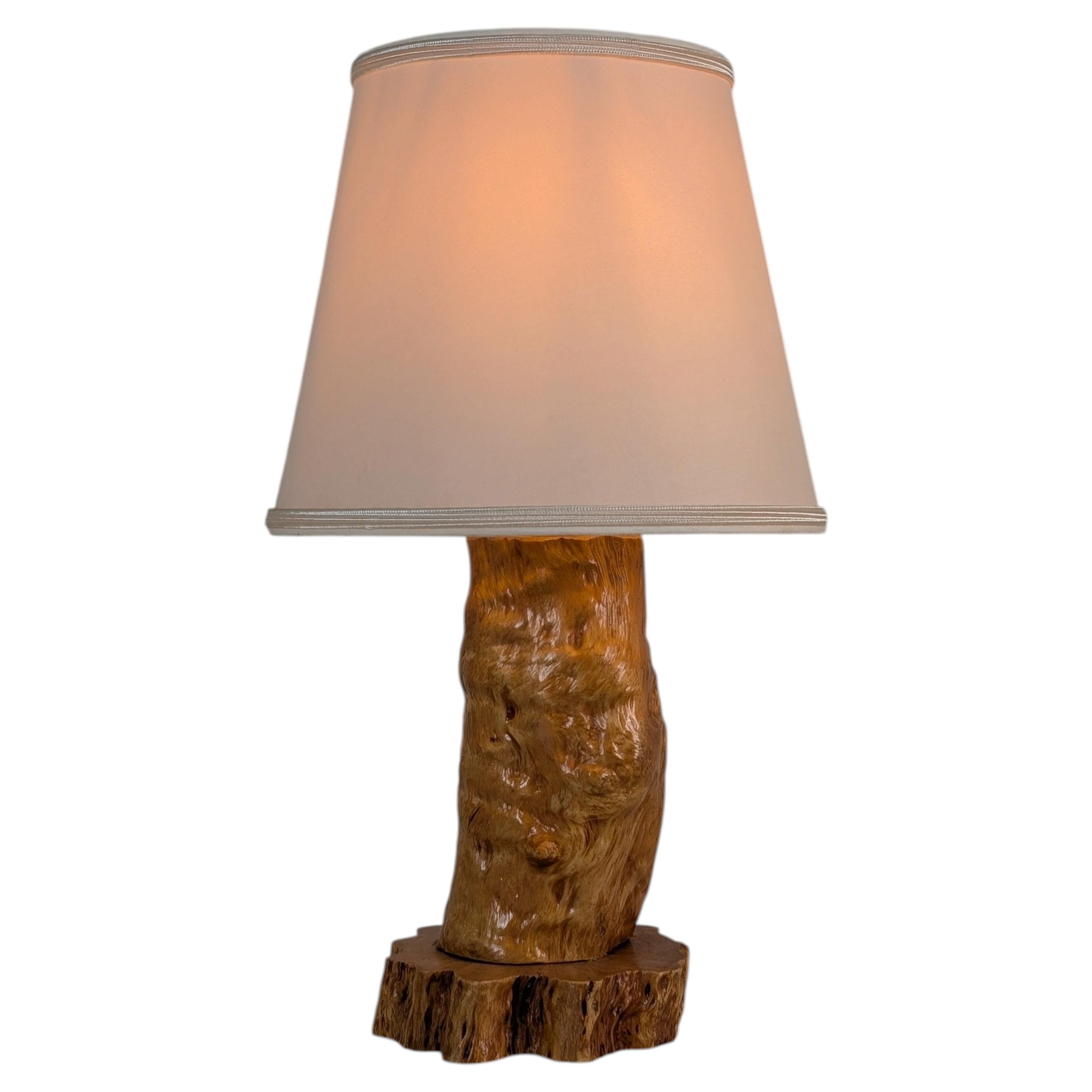 Vintage Organic Table Lamp in Curly Birch, Finland 1945 For Sale