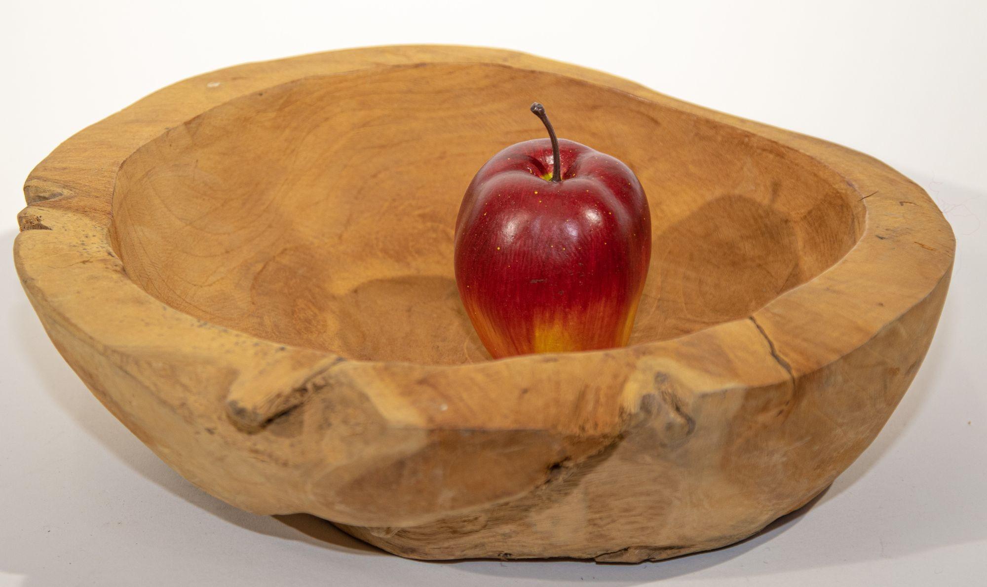 Vintage Organic Teak Wood Root Fruit Bowl 3