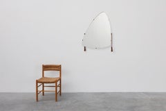 Vintage Organic triangle shaped mirror with wooden back, Belgium 1960s