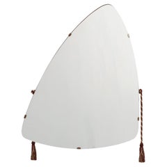 Vintage Organic triangle shaped mirror with wooden back, Belgium 1960s