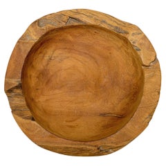 Vintage Tazón de Raíz de Madera Orgánica Natural de Forma Libre Borde Vivo Tazón Escultórico de Teca