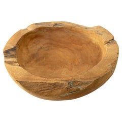 Vintage Organic Wood Root Bowl Natural Free Form Live Edge Sculptural Teak Bowl