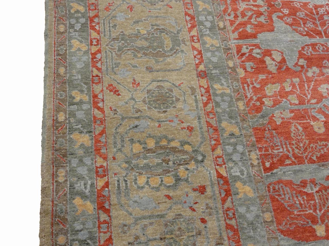 Alfombra vintage de lana Indo Agra teñida orgánicamente en Bueno estado para la venta en Santa Barbara, CA