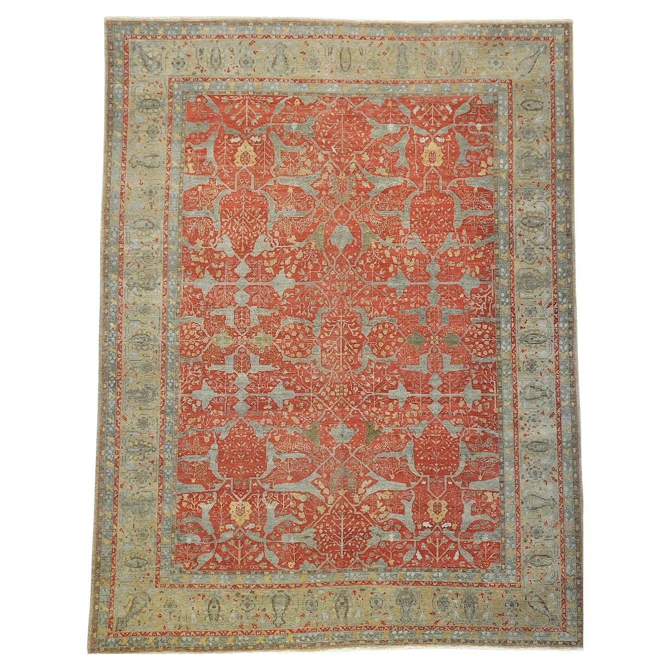 Alfombra vintage de lana Indo Agra teñida orgánicamente en venta