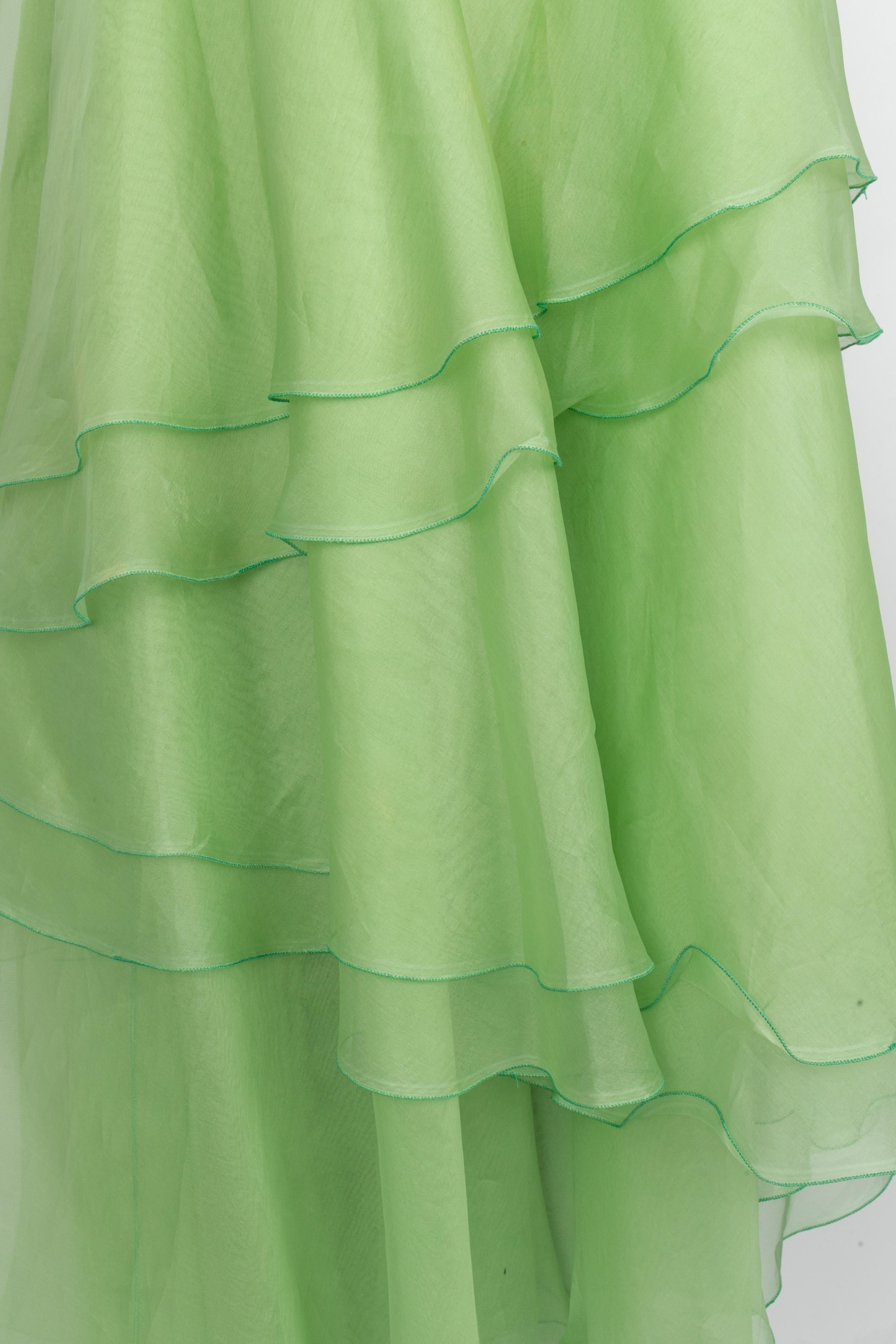 Vert Robe vintage en organza en vente