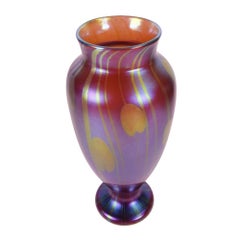 Vintage Orient & Flume Favrile Studio Art Glass Vase Rare Lily Pad Design 1977