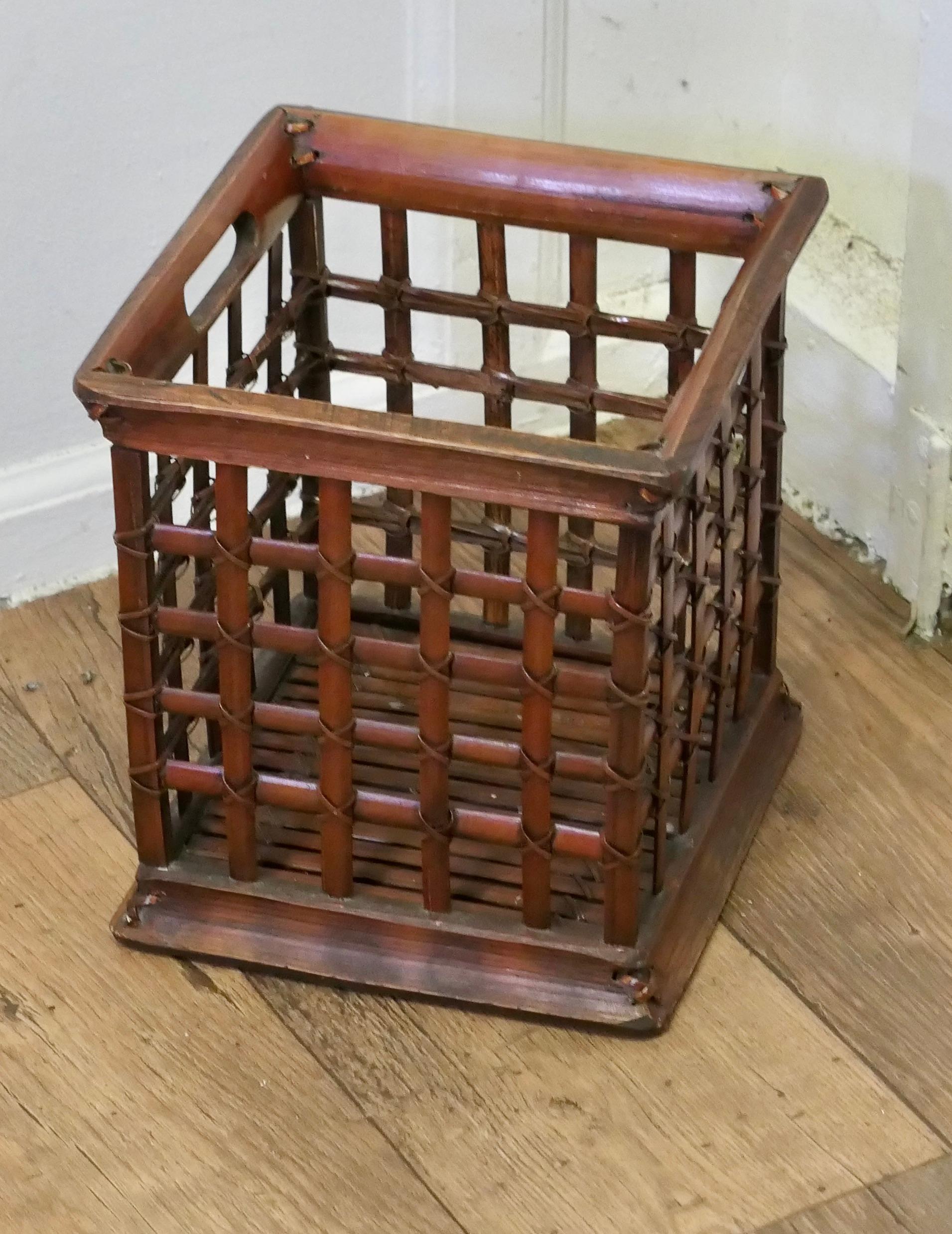 Chinoiserie Vintage Oriental Bamboo Waste Paper Basket  A very attractive piece  For Sale