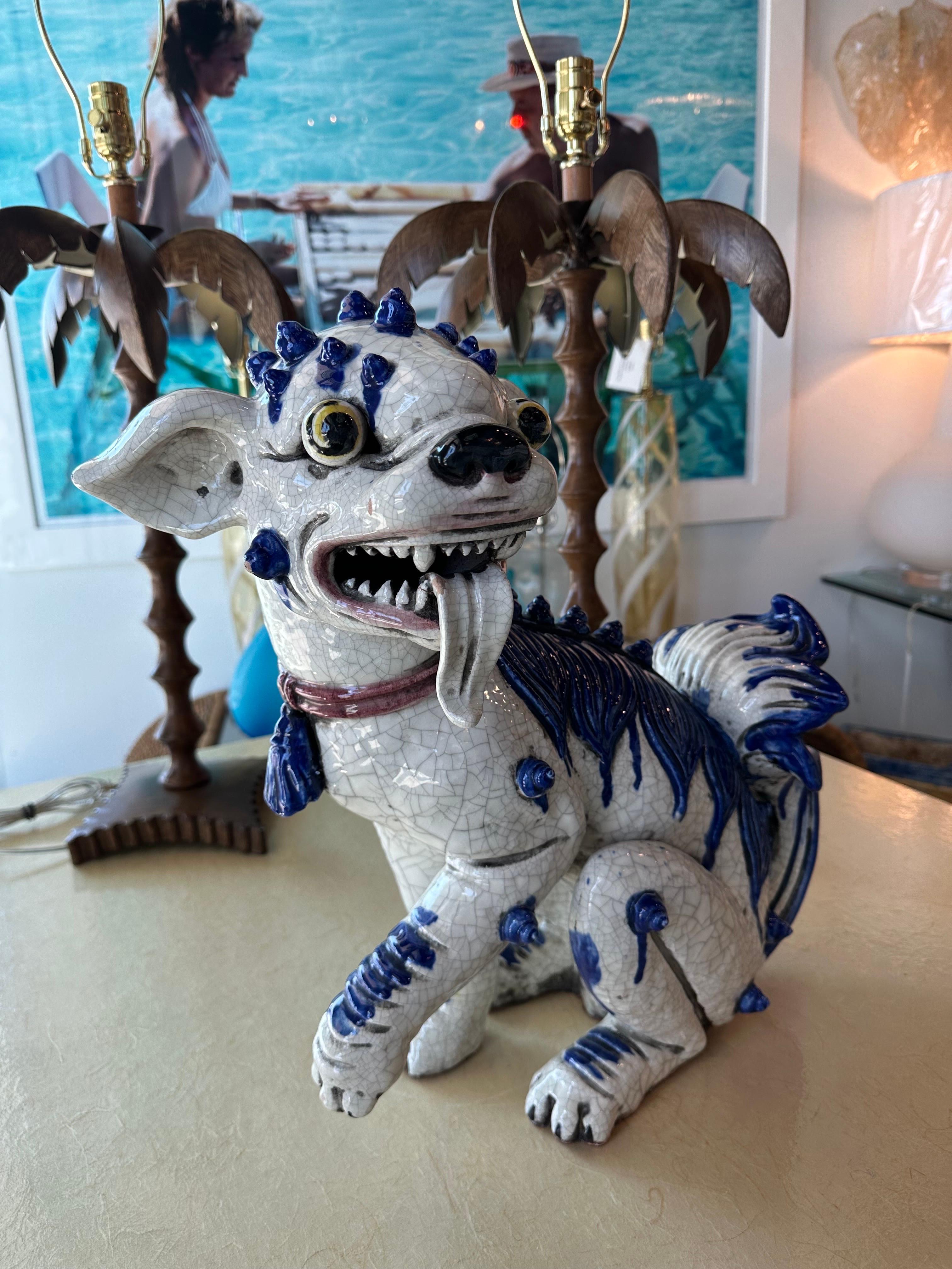 Orientalisches blau-weißes, großes Foo-Hunde-Terrakotta-Porzellan im Angebot 3