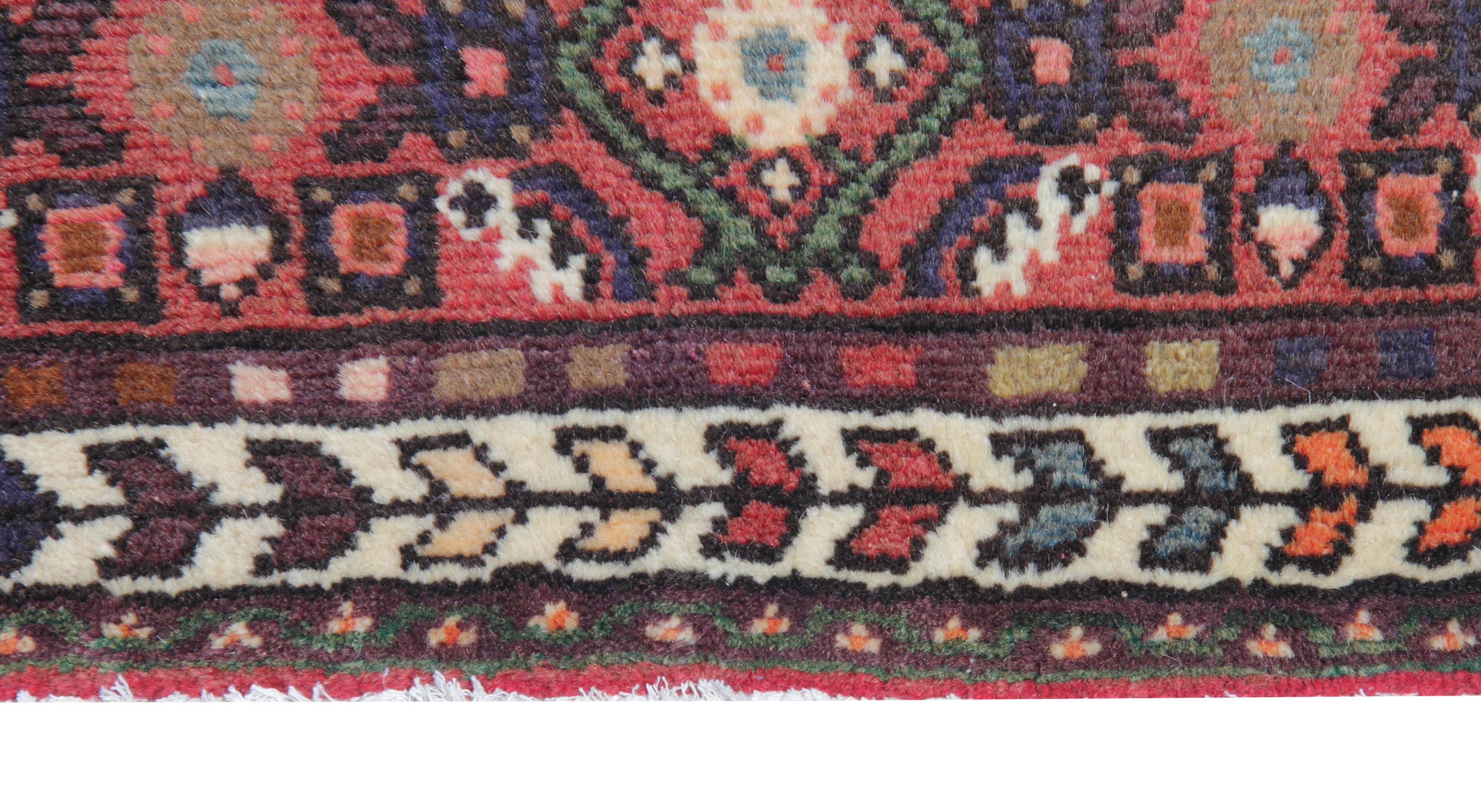 Rustic Vintage Oriental Carpet Runner Rug, Handmade Wool Hallway Runner Rug For Sale