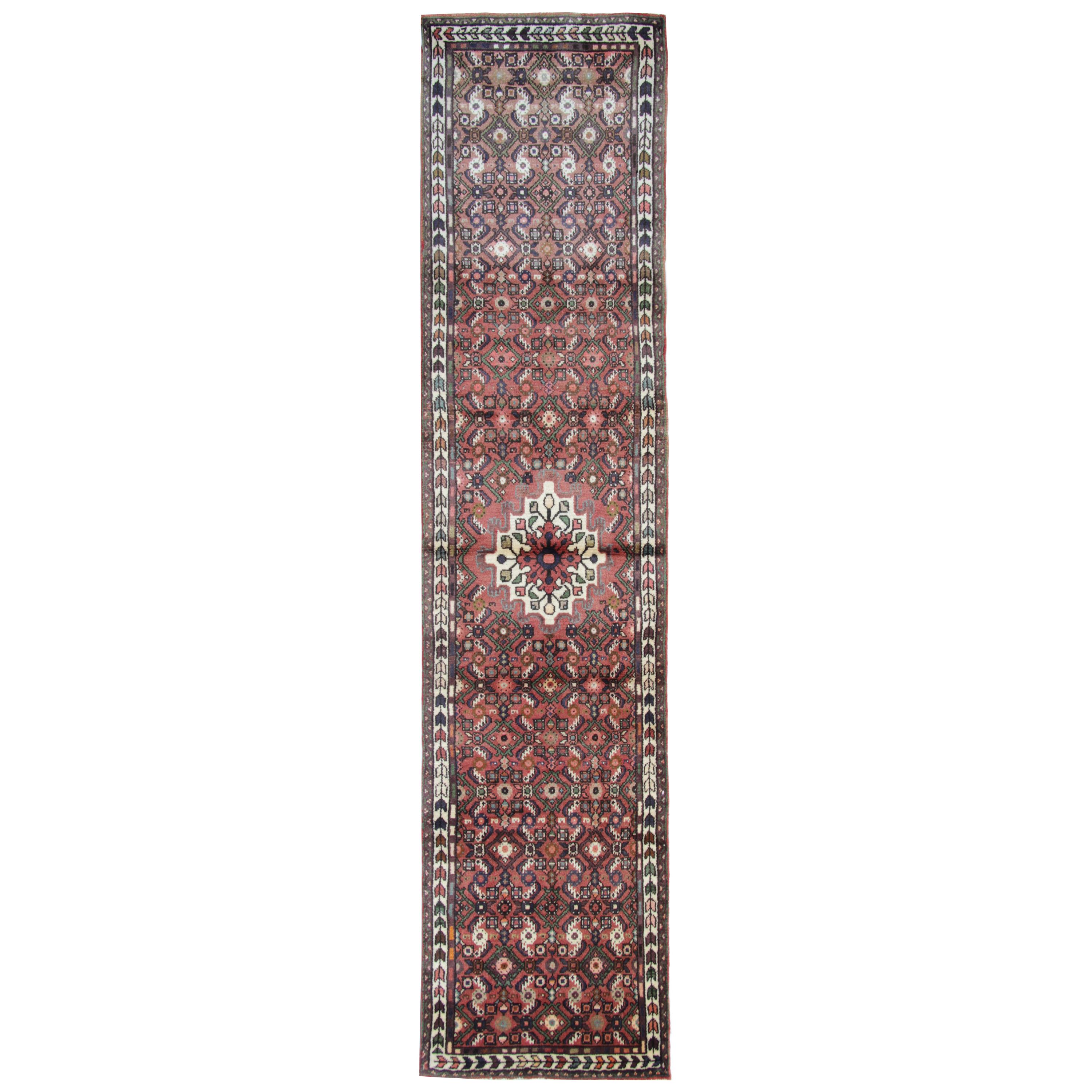 Vintage Oriental Carpet Runner Rug, Handmade Wool Hallway Runner Rug