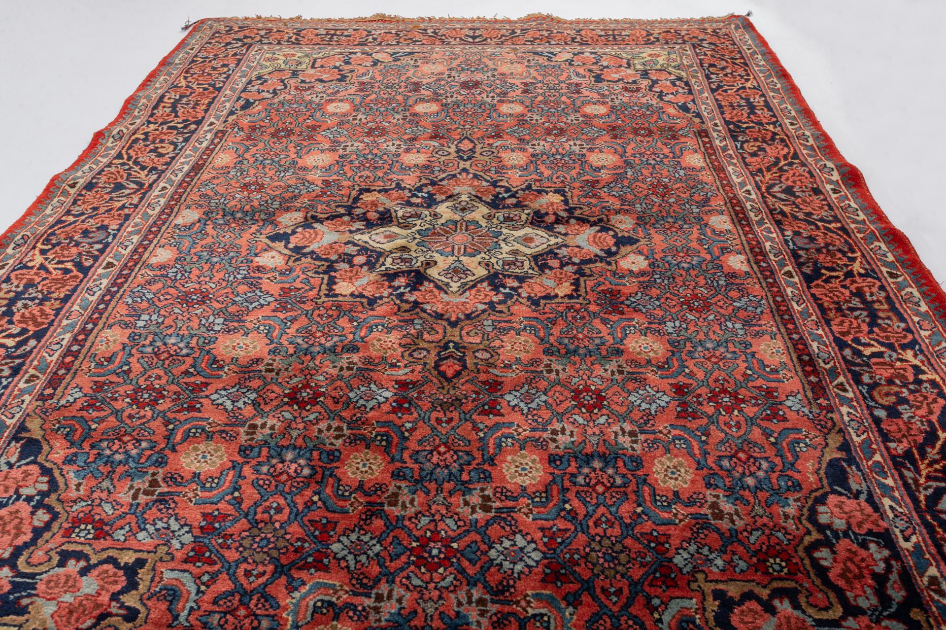 Armenian Vintage Oriental Carpet with Roses For Sale