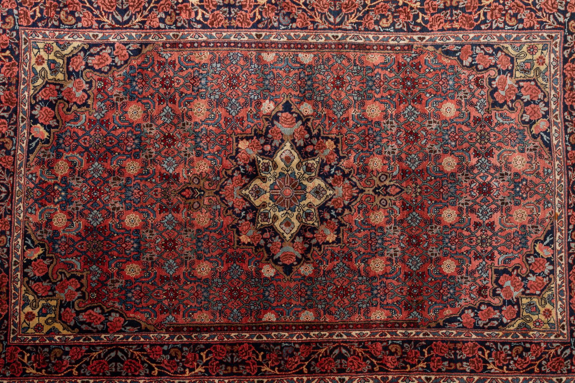 Hand-Knotted Vintage Oriental Carpet with Roses For Sale