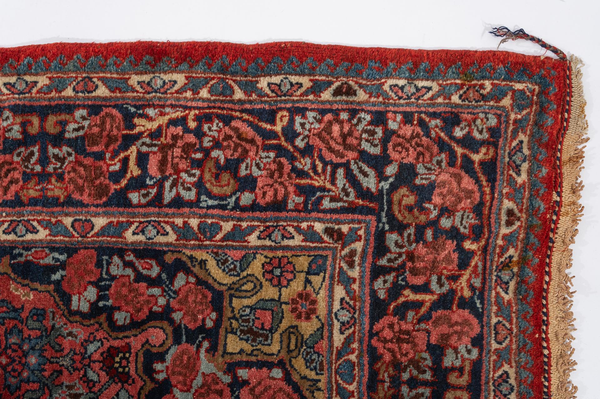 Vintage Oriental Carpet with Roses For Sale 1