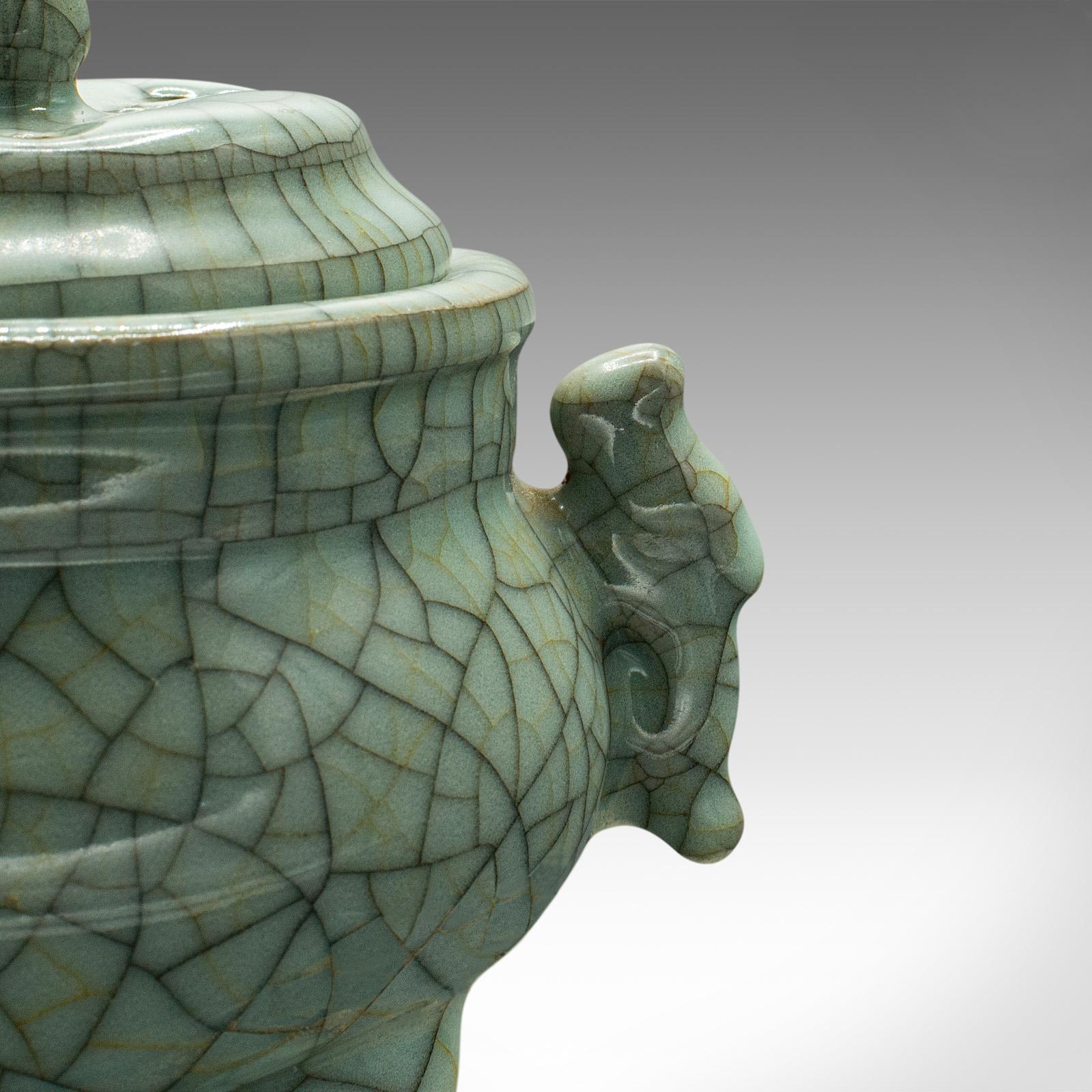 Vintage Oriental Censer, Chinese, Celadon, Incense Burner, Art Deco, Circa 1940 For Sale 7