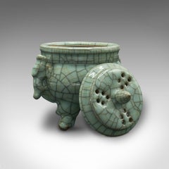 Vintage Oriental Censer, Chinese, Celadon, Incense Burner, Art Deco, Circa 1940