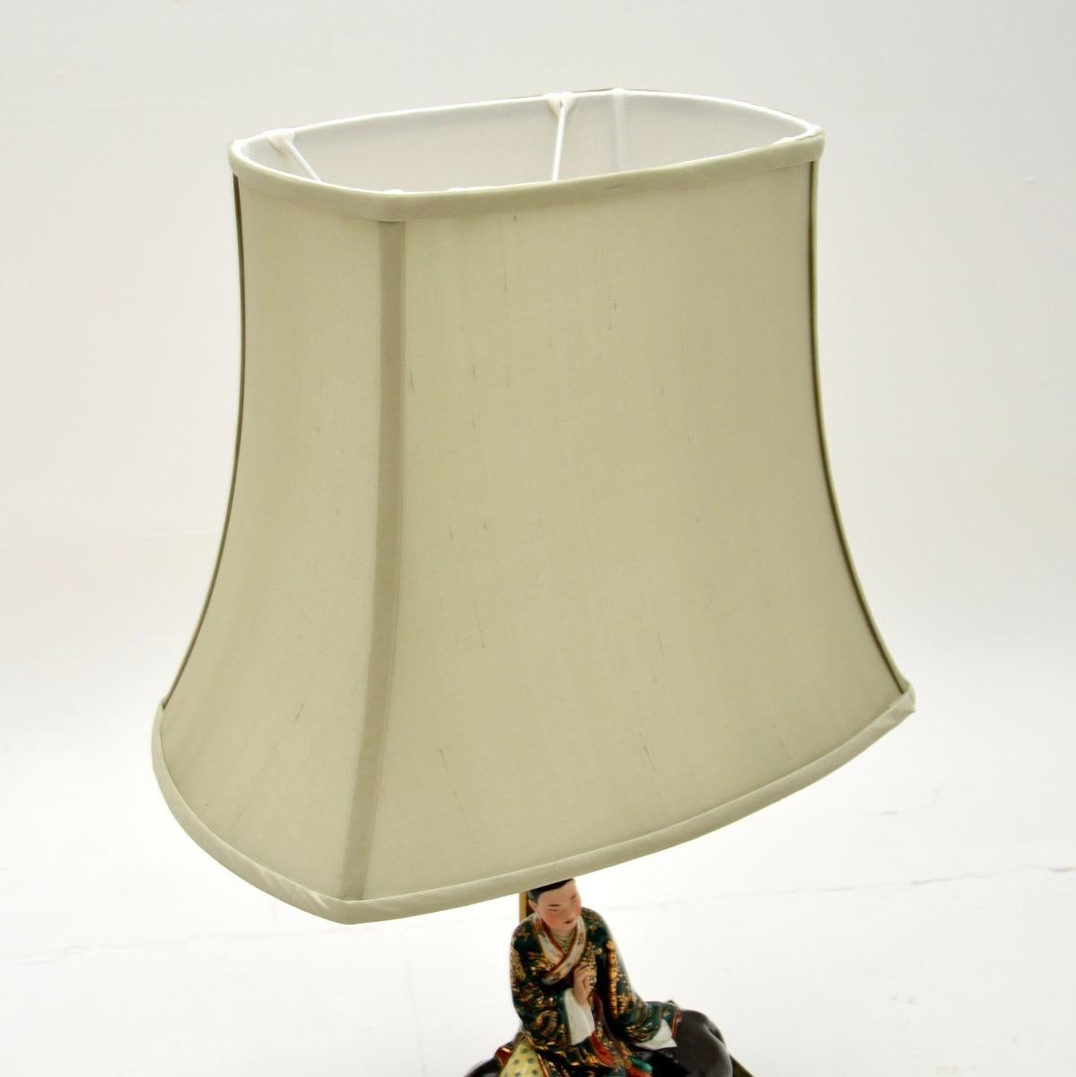 Mid-20th Century Vintage Oriental Ceramic Table Lamp For Sale