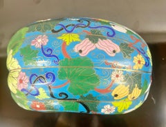 Vintage Oriental Chinese Cloisonné Squash Multicolor Vine & Floral Motif Box