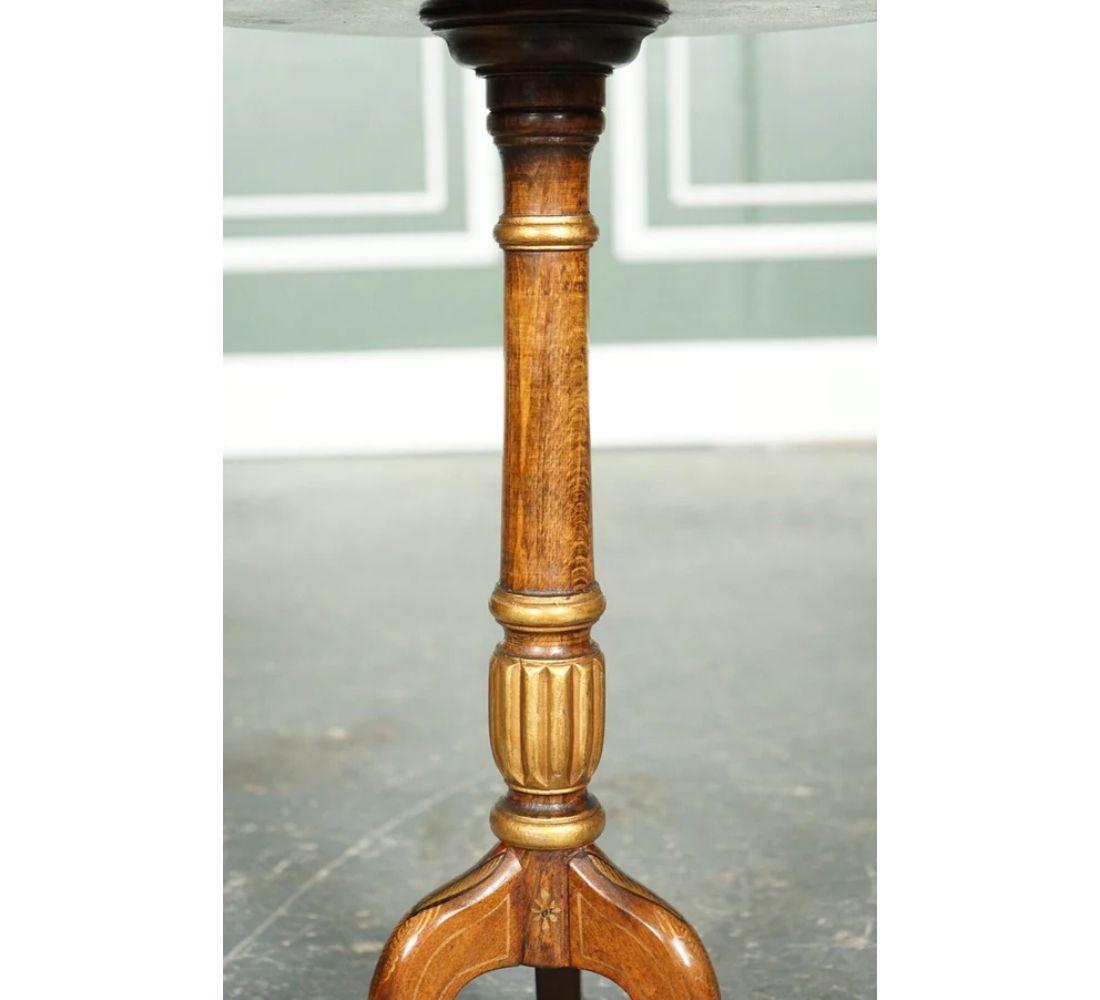 Vintage Oriental Chinoiserie Ebonised Hand Painted Pedestal Side End Lamp Table In Good Condition For Sale In Pulborough, GB