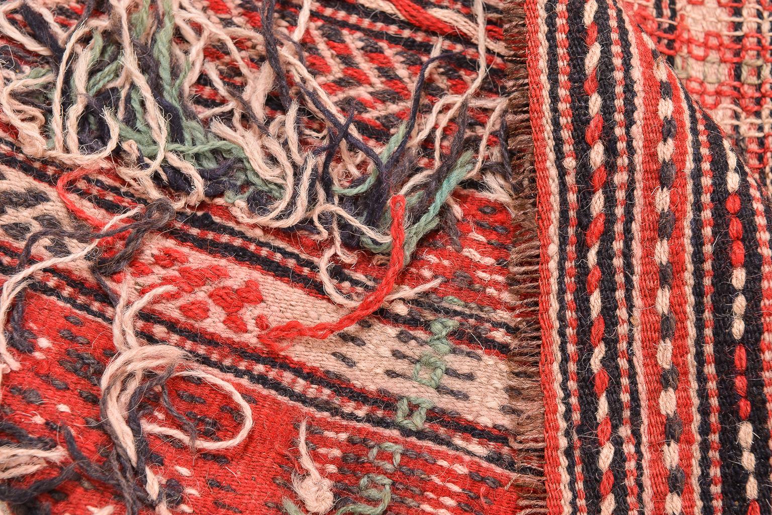 Hand-Knotted Vintage Oriental Cicim Runner Like Soft Tissue or Flatwave For Sale