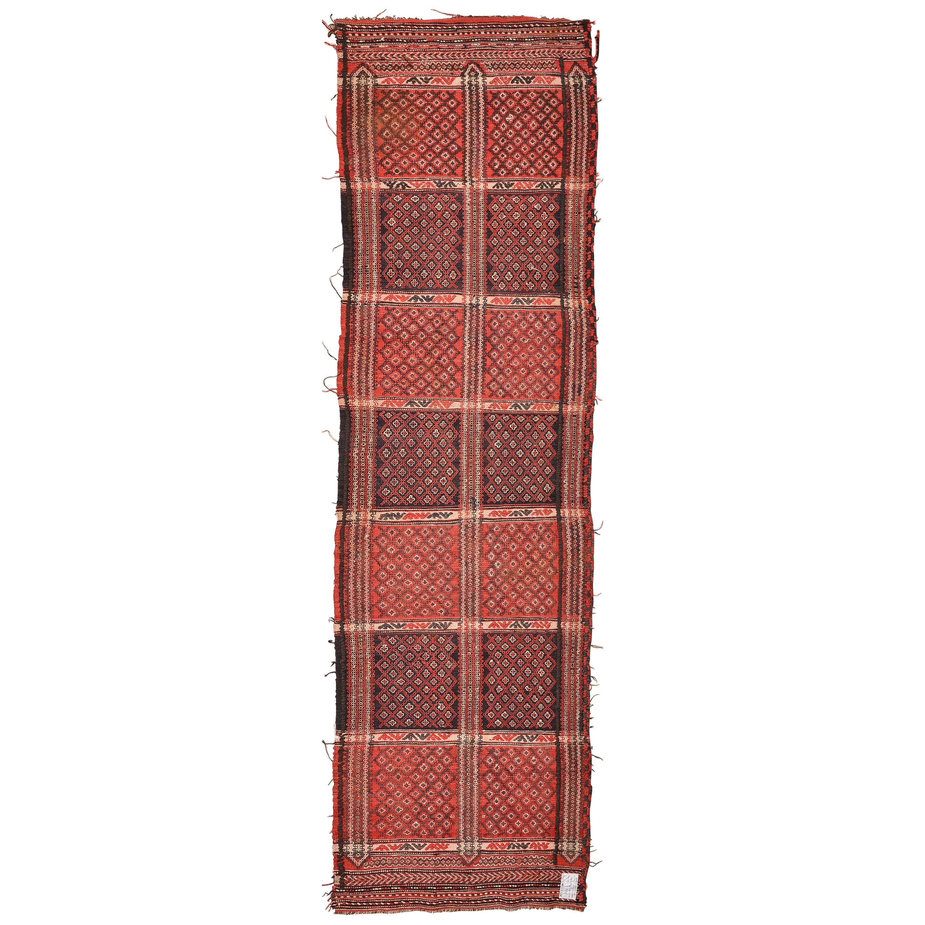 Orientalischer Cicim-Läufer aus weichem Tissue oder Flachwave, Vintage