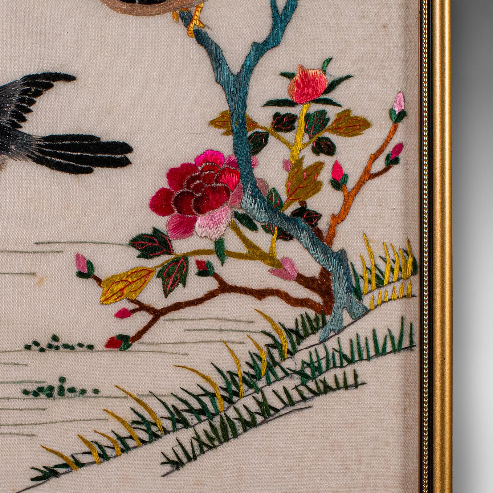Vintage Oriental Display Panel, Korean, Embroidery, Decorative Scene, Art Deco For Sale 2