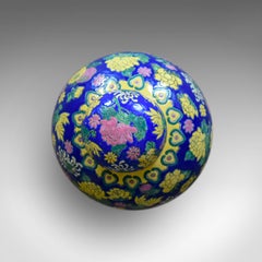 Vintage Oriental Ginger Jar, Large, Polychrome Ceramic, Mid-Late 20th Century