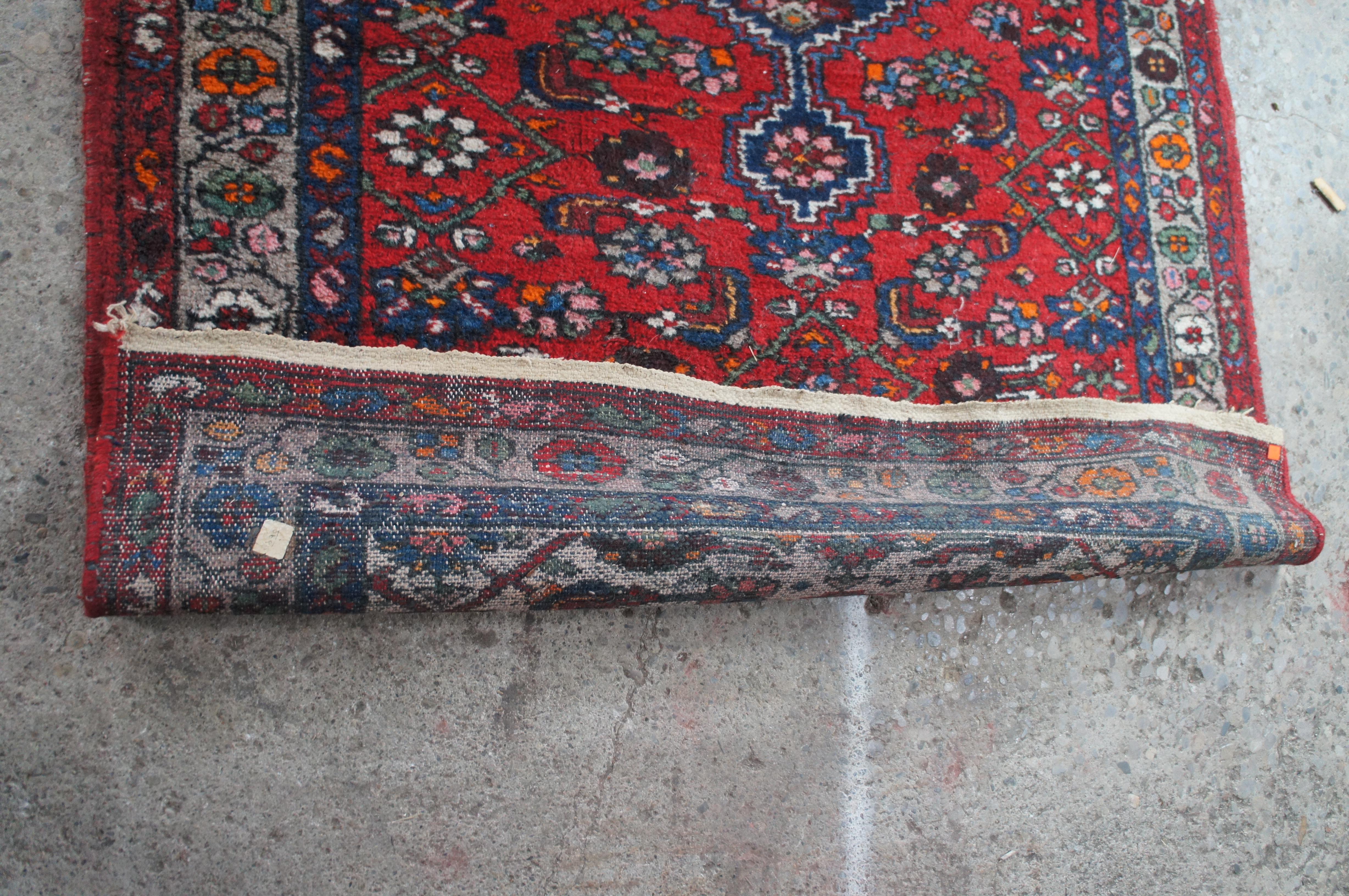 Vintage Oriental Hand gewebte Wolle rot blau geometrische Medaillon Bereich Teppich 4,5' x 8' im Angebot 6
