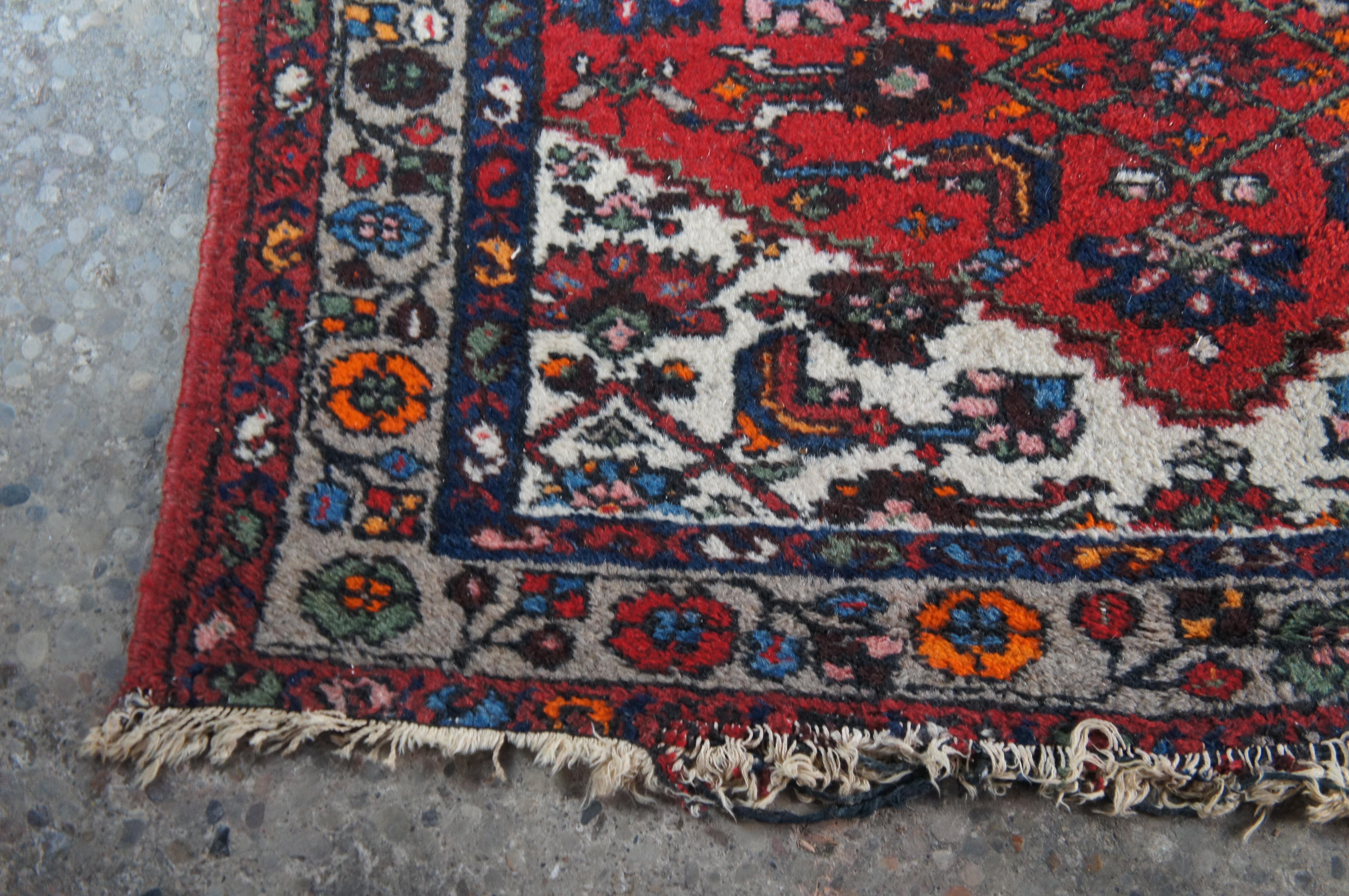 Vintage Oriental Hand gewebte Wolle rot blau geometrische Medaillon Bereich Teppich 4,5' x 8' im Angebot 1