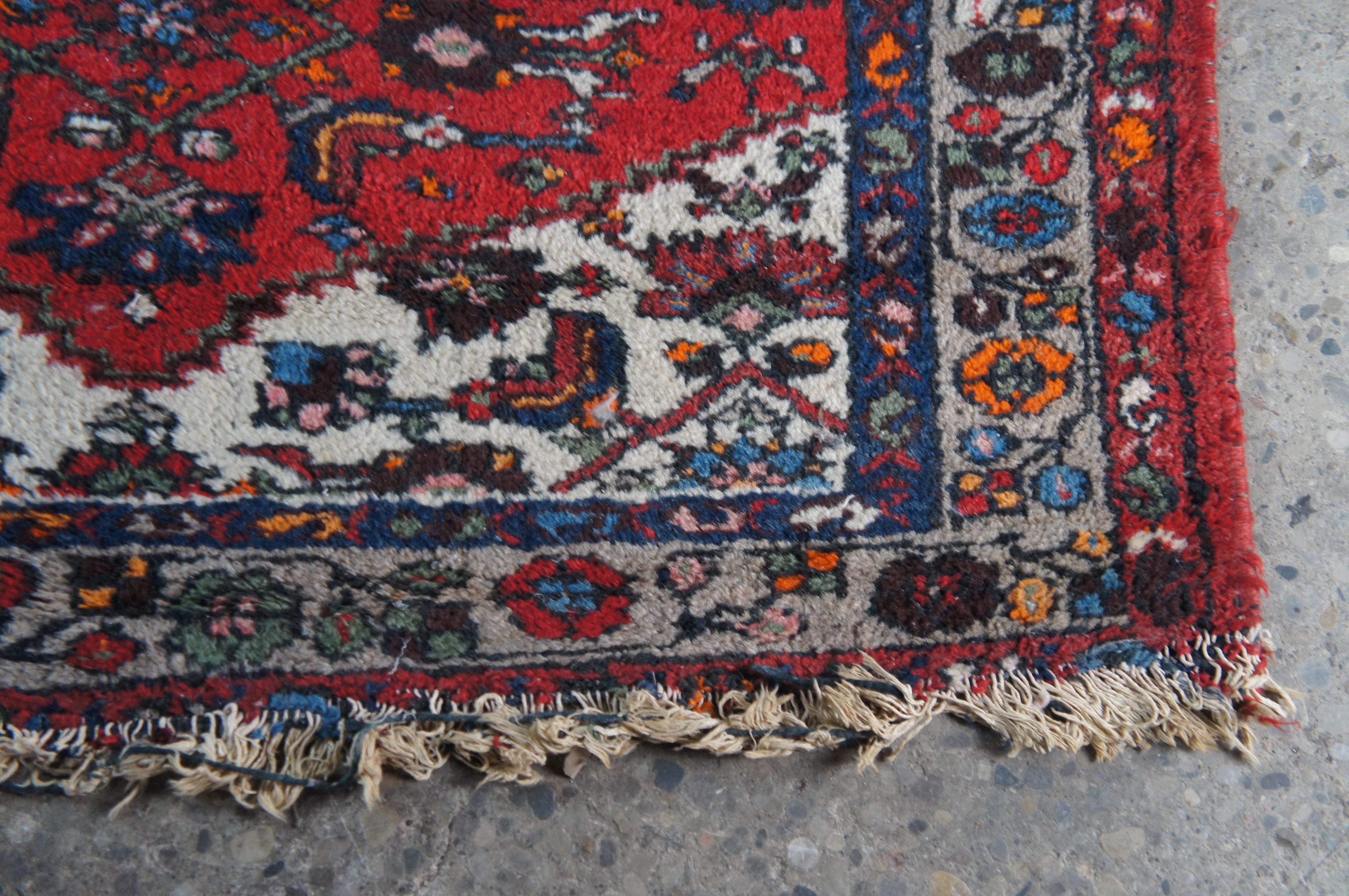 Vintage Oriental Hand gewebte Wolle rot blau geometrische Medaillon Bereich Teppich 4,5' x 8' im Angebot 2