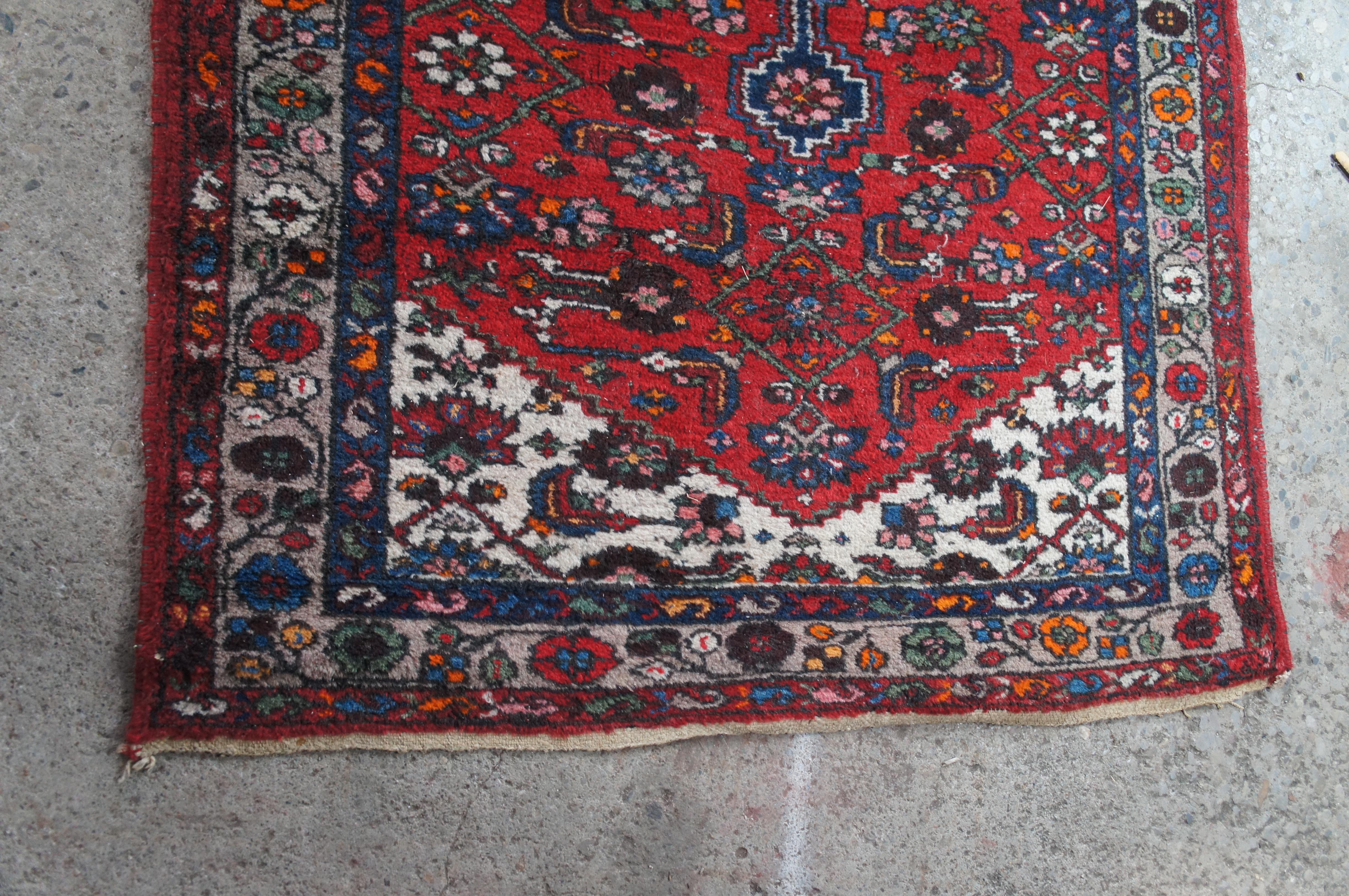 Vintage Oriental Hand gewebte Wolle rot blau geometrische Medaillon Bereich Teppich 4,5' x 8' im Angebot 3