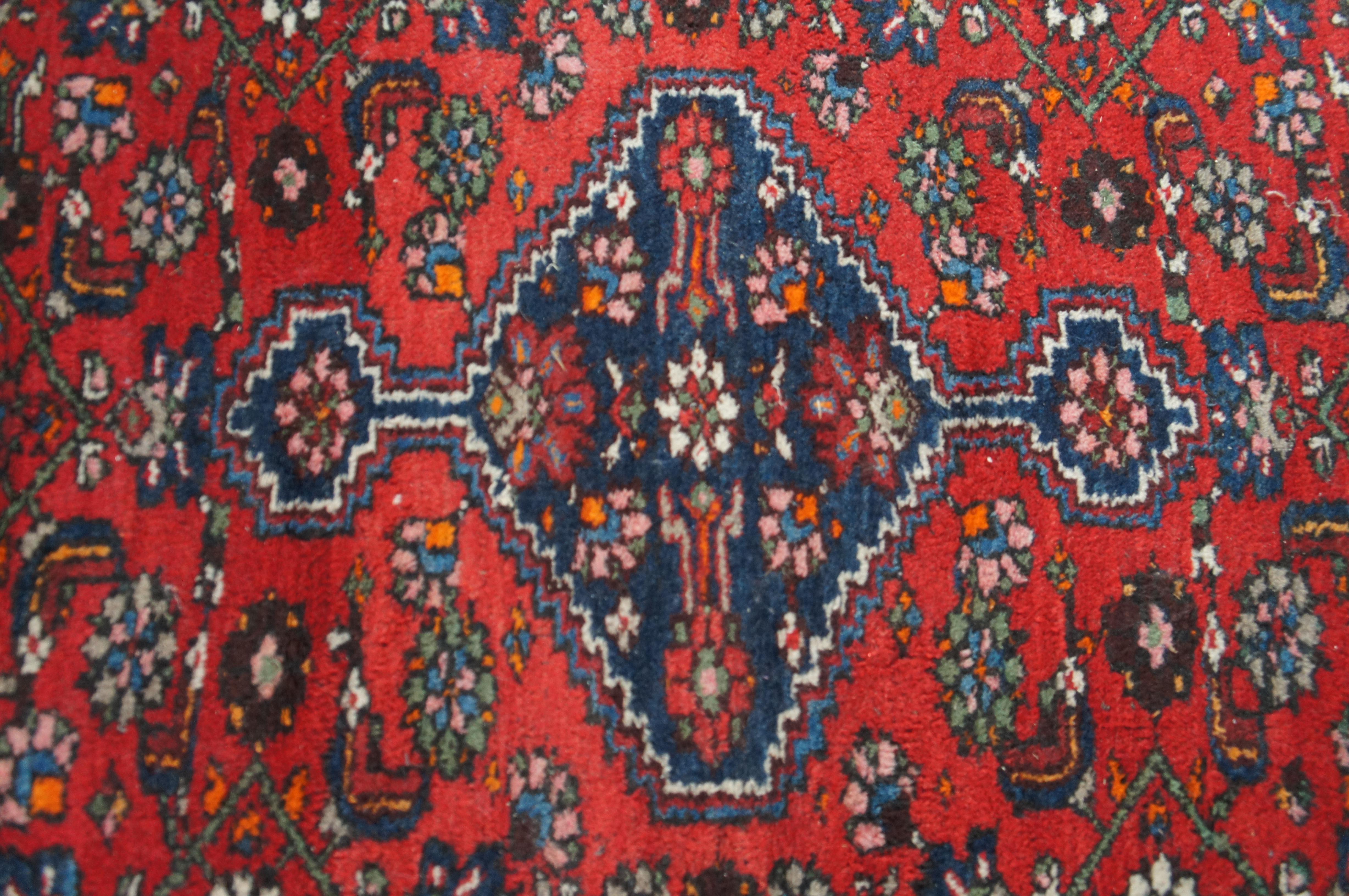 Vintage Oriental Hand gewebte Wolle rot blau geometrische Medaillon Bereich Teppich 4,5' x 8' im Angebot 4