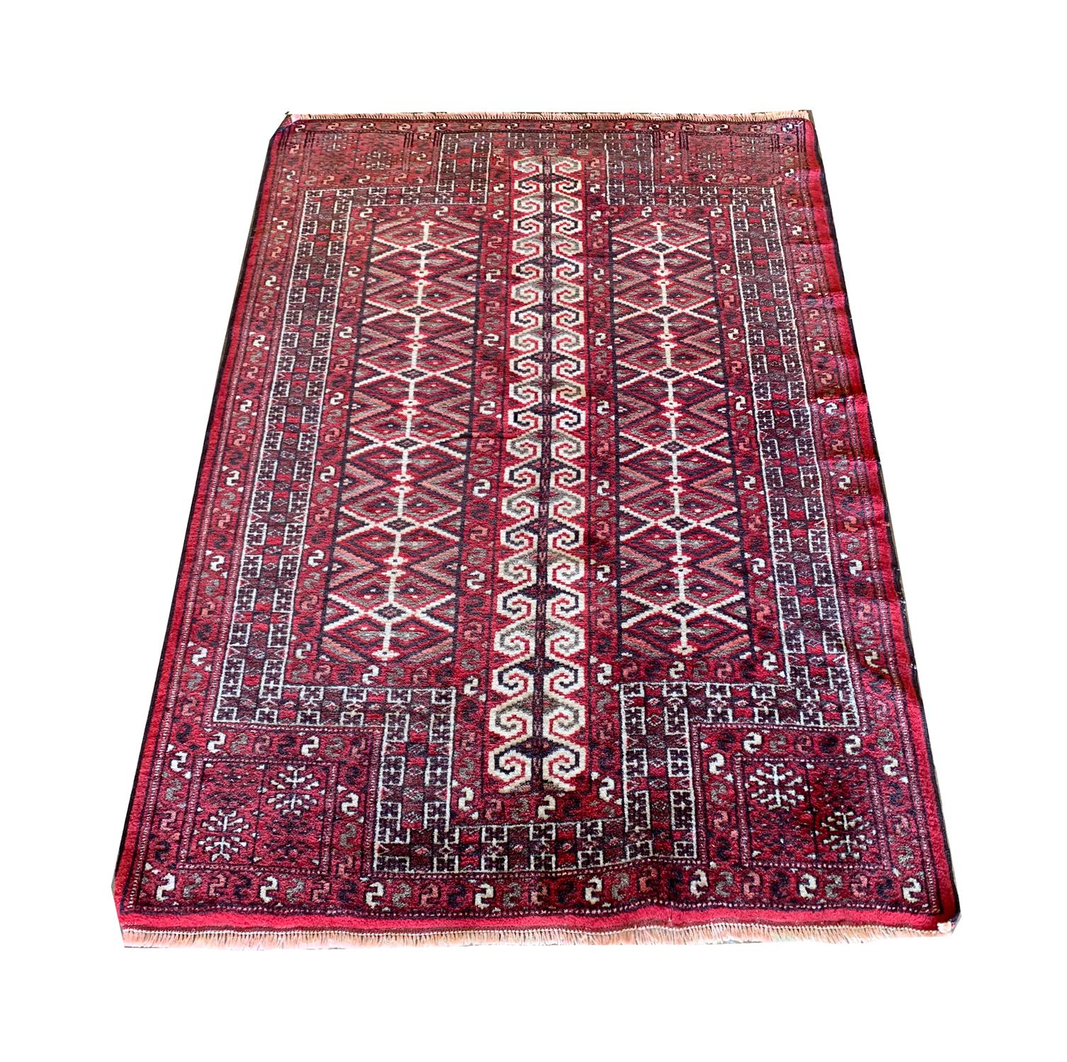 Hand-Knotted Vintage Oriental Living Room Rug Handmade Carpet Turkman Yamut Tree of life CHR1 For Sale