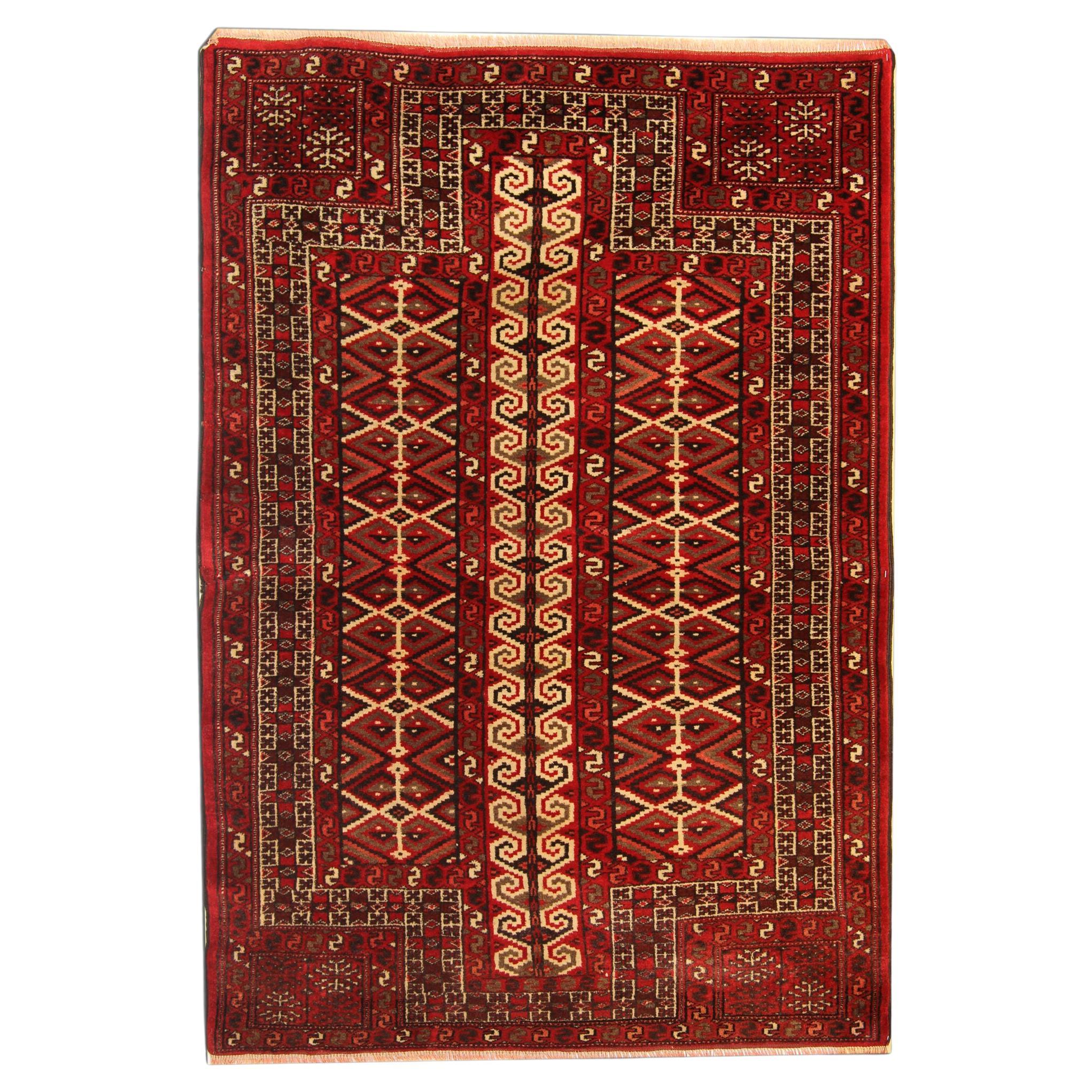 Vintage Oriental Living Room Rug Handmade Carpet Turkman Yamut Tree of life CHR1 For Sale