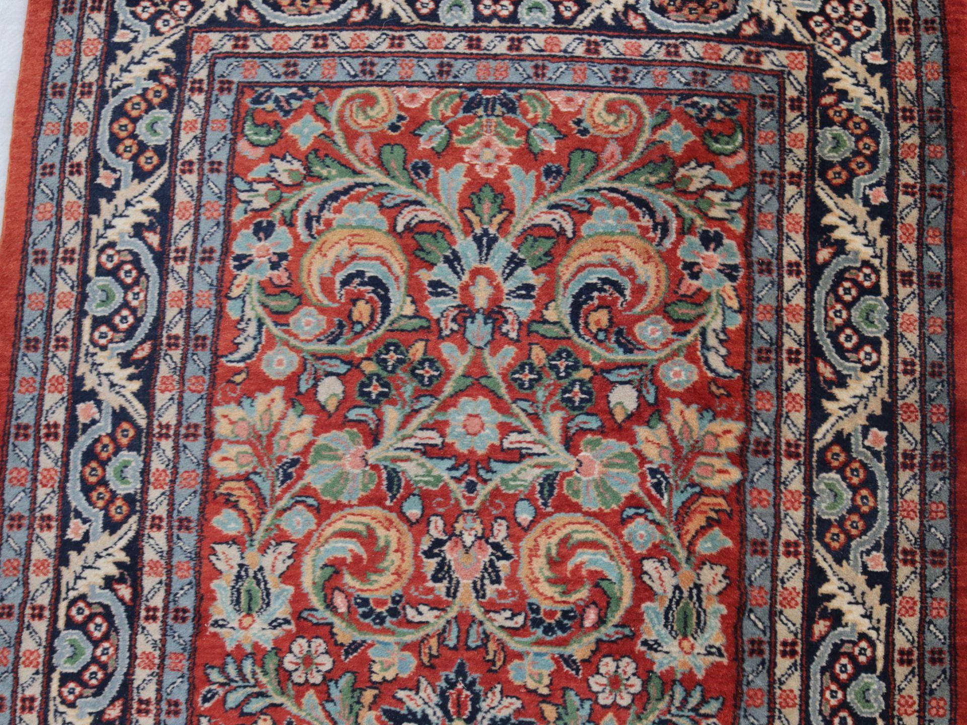 Vintage Oriental Pakistani Wool Rug Runner Red with Floral Ornaments 4