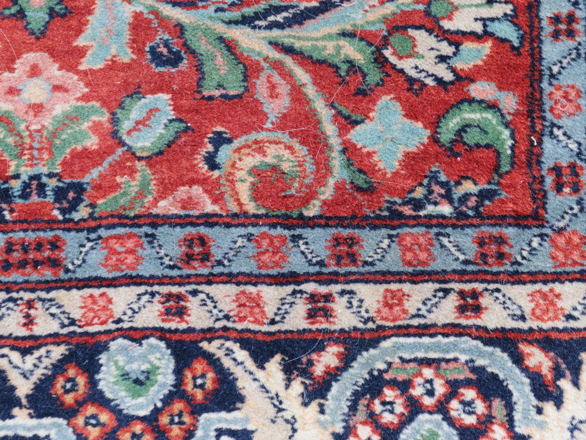 Vintage Oriental Pakistani Wool Rug Runner Red with Floral Ornaments 5