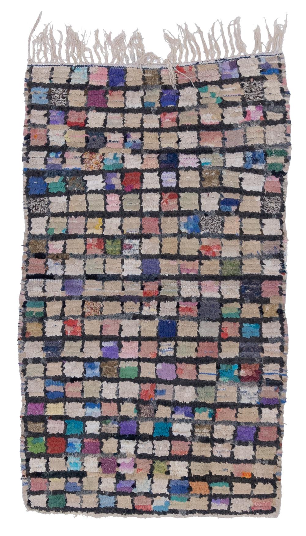 Age: Circa 1950

Colors: gray, sage, brown, black

Pile: low

Wear Notes: 8

Material: wool on cotton

Worn vintage yastik woven in the middle of the century. 

Wear Guide:
Vintage and antique rugs are by nature, pre-loved and may show evidence of
