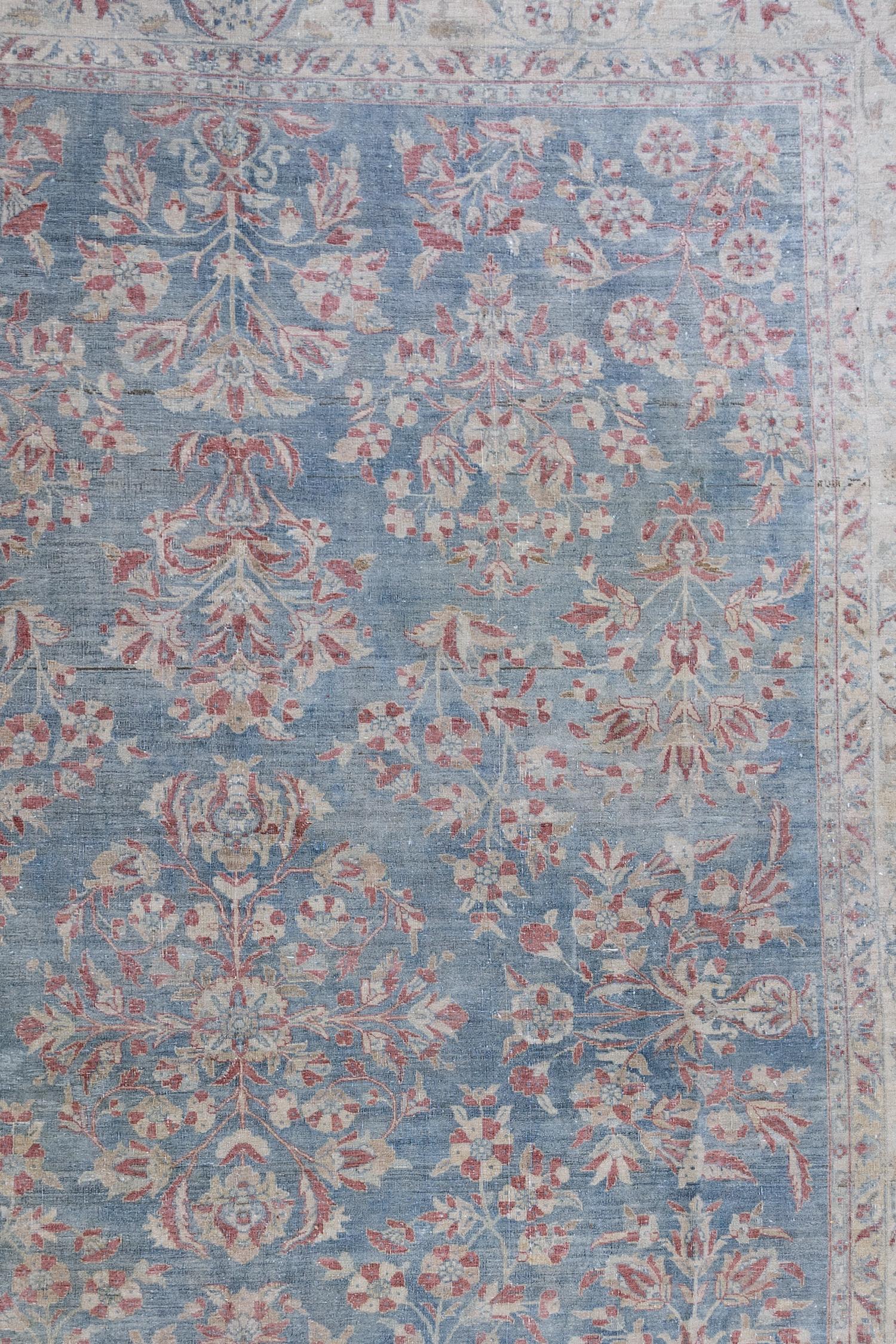 Age: Circa 1930

Colors: Blue, red, cream, tan

Pile: low

Wear Notes: 2

Material: Wool on cotton 

Vintage rugs are made by hand over the course of months, sometimes years. Their imperfections and wear are evidence of the hard working human hands