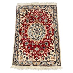 Vintage Oriental Persian Turkish Wool Rug Red with Floral Ornaments