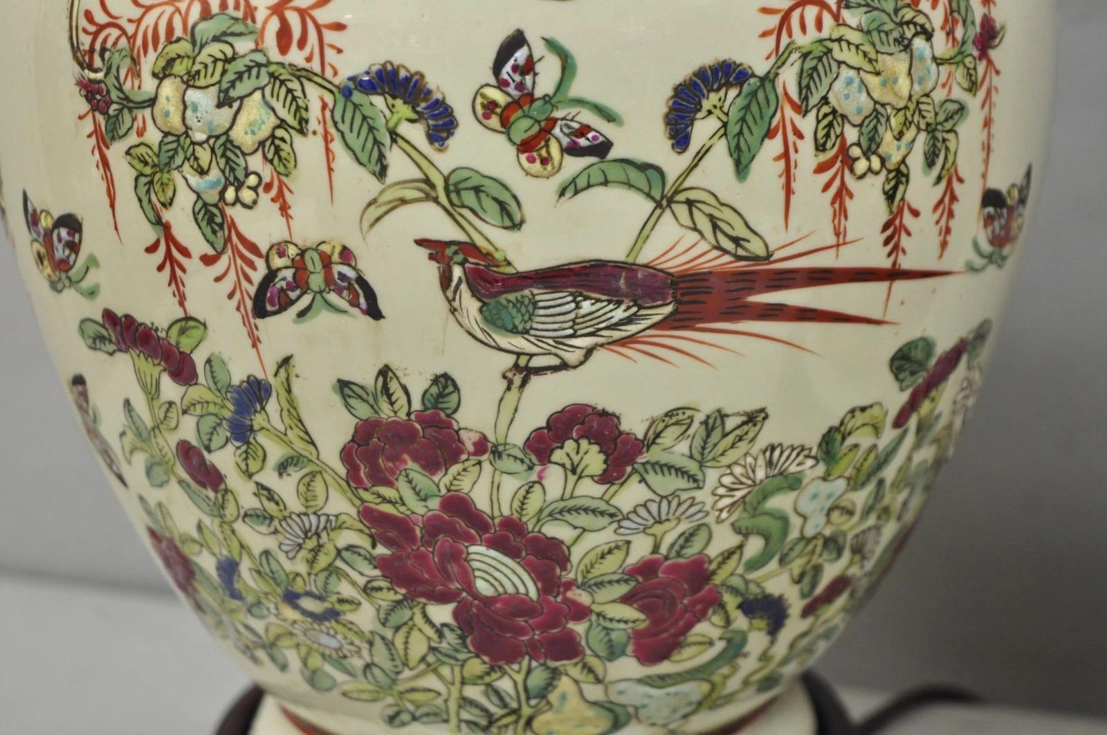 Vintage Oriental Porcelain Chinese Ginger Jar Chinoiserie Table Lamps (B) - Pair For Sale 6