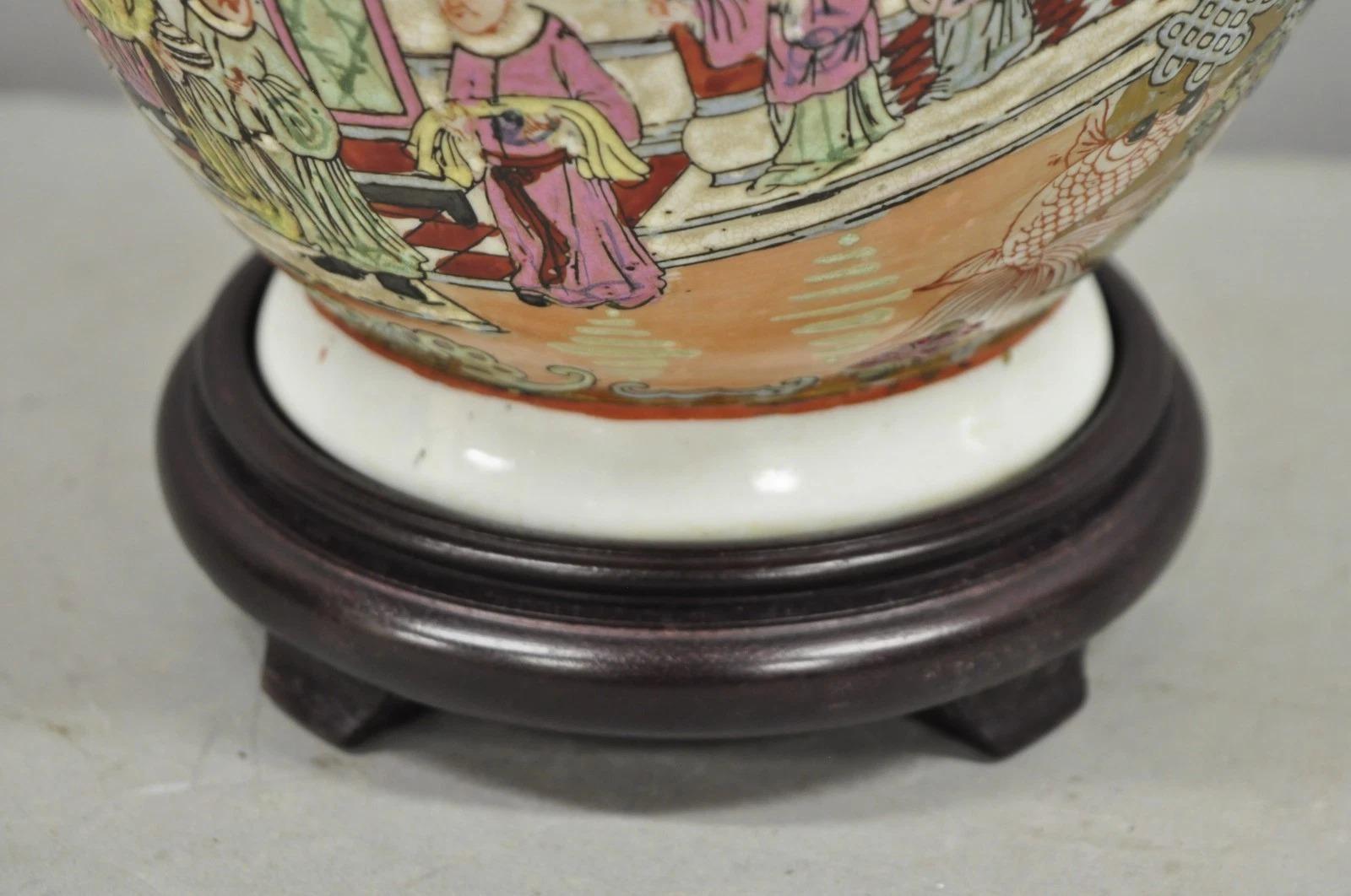 Vintage Oriental Porcelain Chinese Ginger Jar Vase Brass Chinoiserie Table Lamp For Sale 6