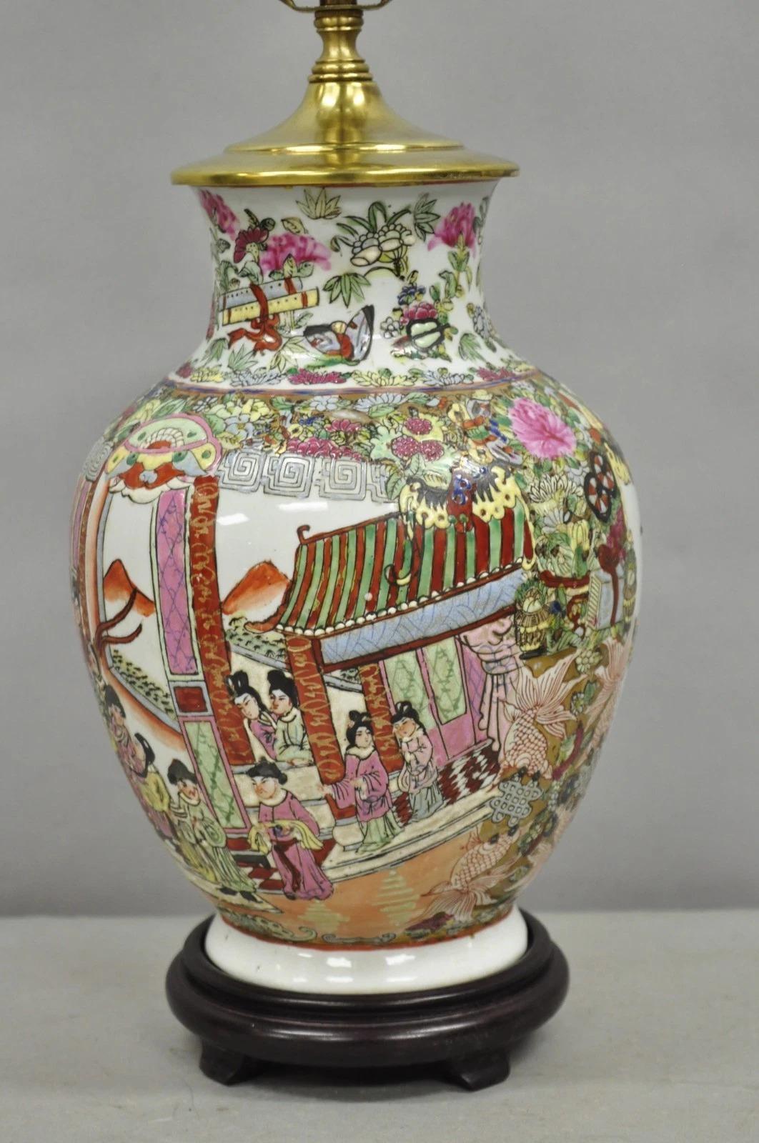 Unknown Vintage Oriental Porcelain Chinese Ginger Jar Vase Brass Chinoiserie Table Lamp For Sale