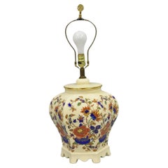 Vintage Oriental Porcelain Hexagonal Flower Decorated Ginger Jar Table Lamp