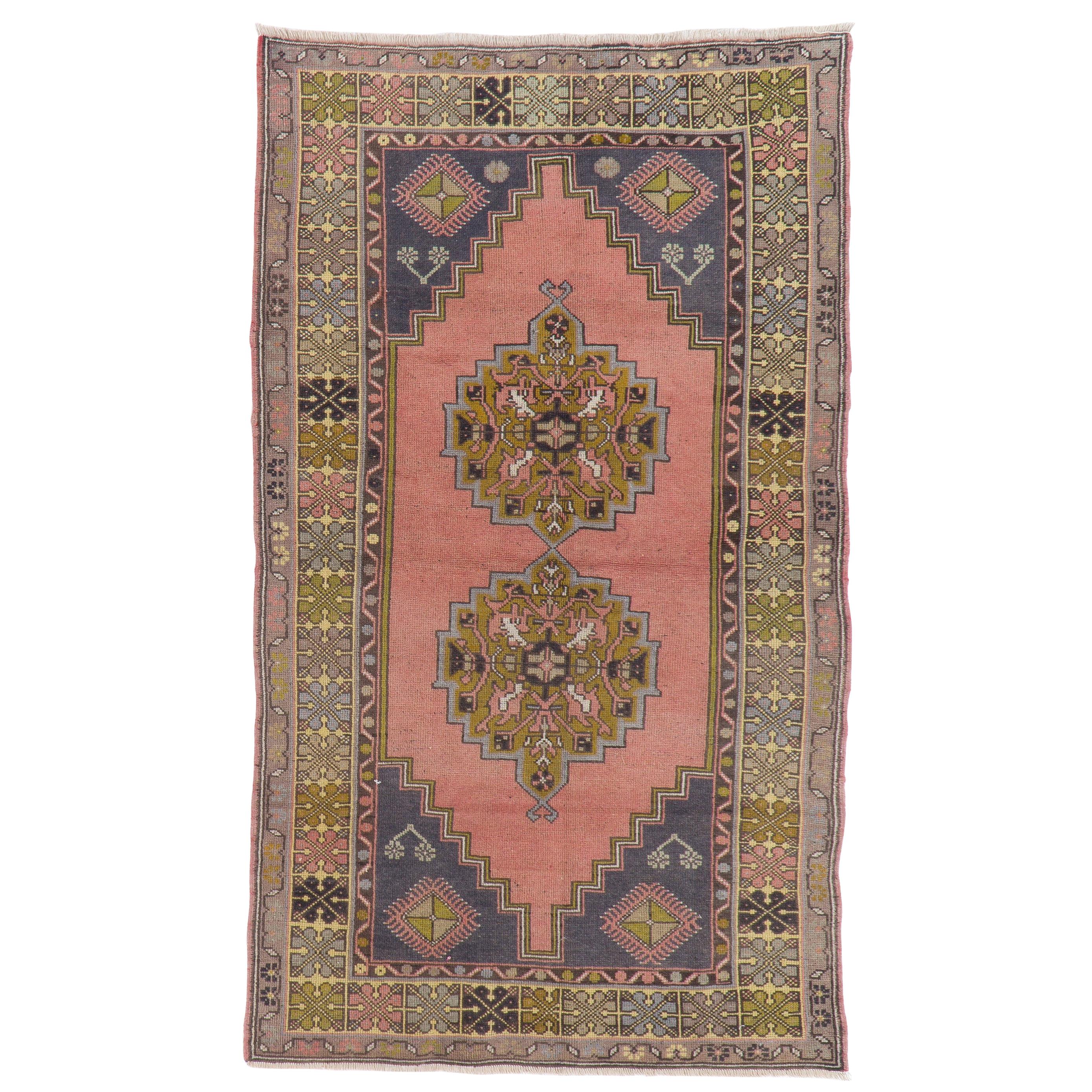 Vintage Oriental Rug for Country Homes, Rustic, Tribal, Traditional Interiors