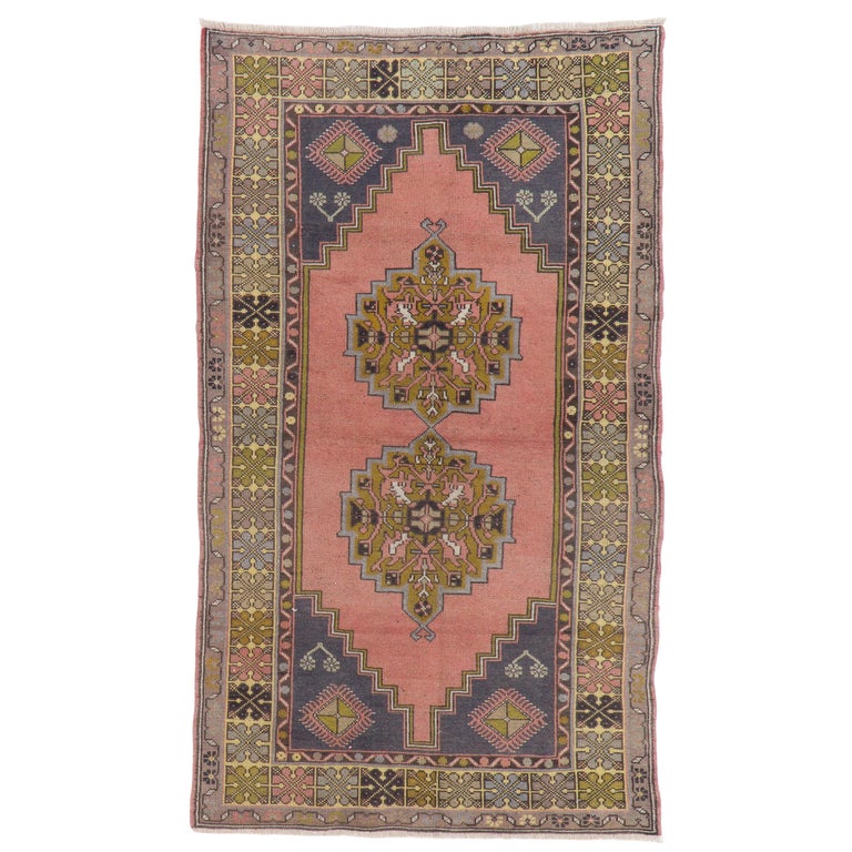 Vintage Oriental Rug for Country Homes, Rustic, Tribal, Traditional ...