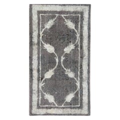 Vintage Oriental Rug Handmade Carpets, Over Dyed Grey Rug, Area Rugs for Sale