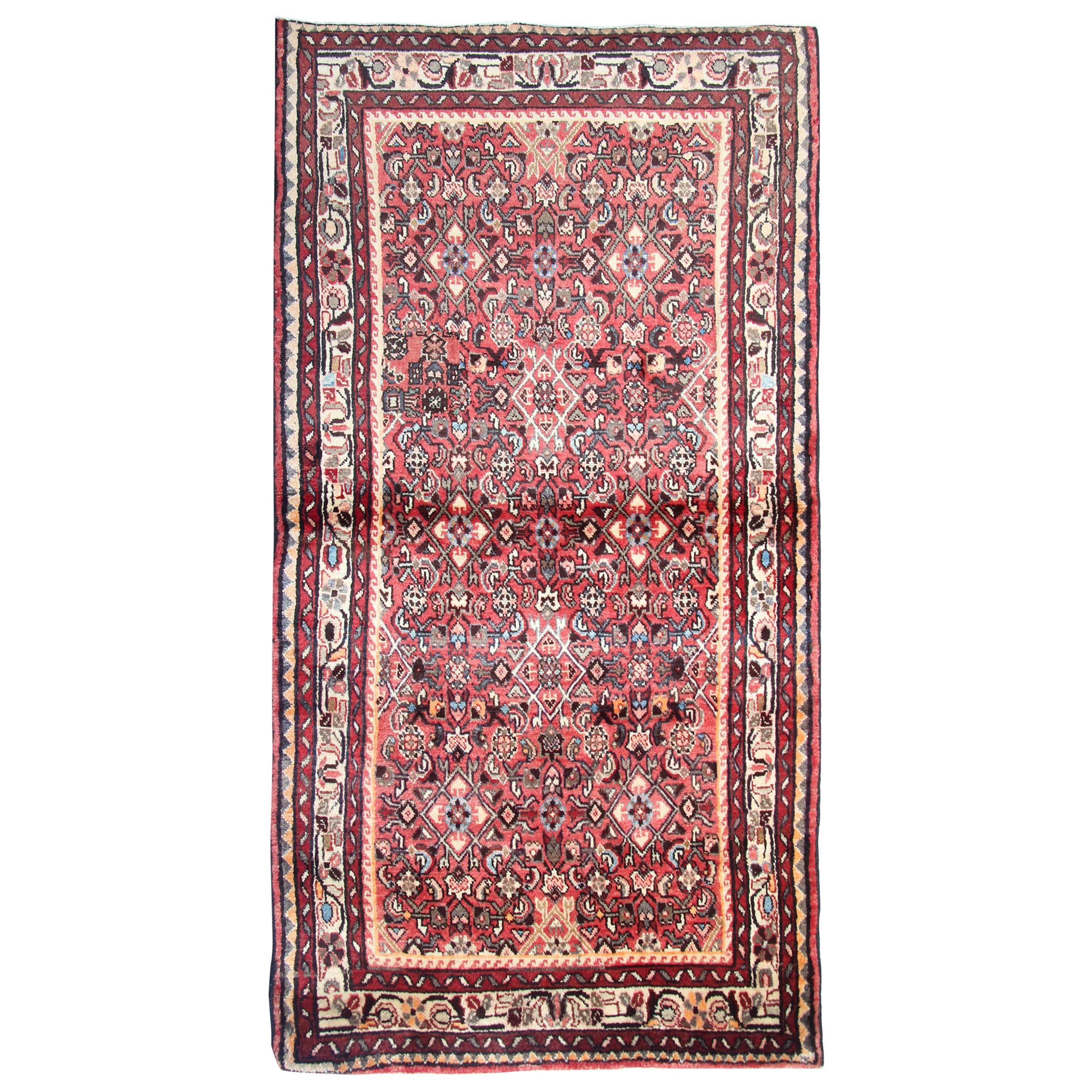 Vintage Oriental Rug Tribal Carpet Red Wool Area Rug