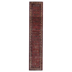 Orientalischer Vintage-Läufer, tiefroter Stair-Läufer, Wollteppich